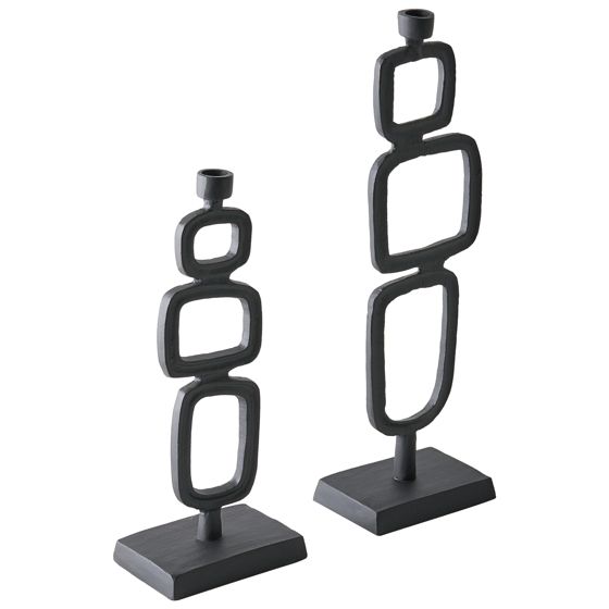 Kynttilänjalkasetti 2 kpl SIPANJE 35/48 cm Metalli Musta