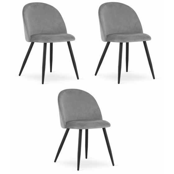 Tuoli BELLO, vaalea harmaa sametti, mustat jalat (3 kpl)
