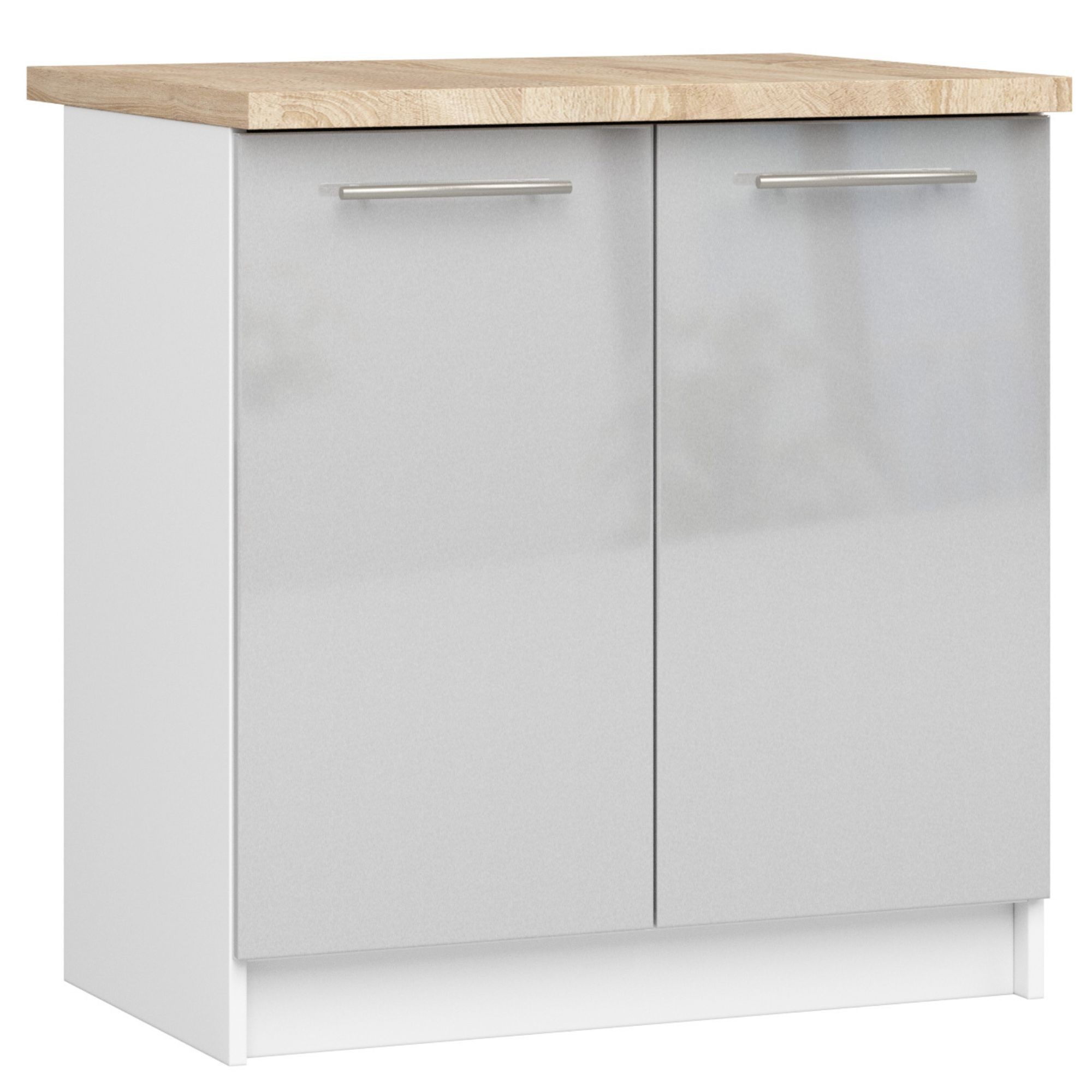 Akord Oliwia Keittiökaappi 2-ovinen Valkoinen/Metalli Korkeakiilto Tasolla 80x46x85