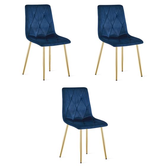 LIBRA-tuoli, tummansininen sametti, kultaiset jalat (3 kpl)