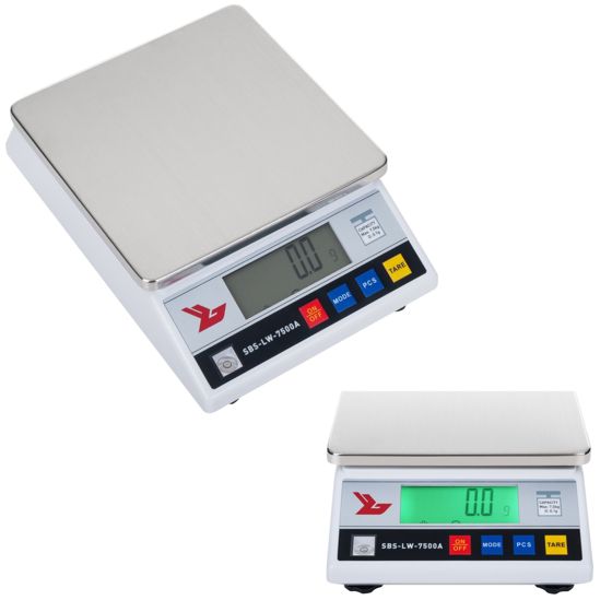 SBS-LW-7500A LCD-tarkkuusvaaka, tarkkuus 0,1 g - 7500 g