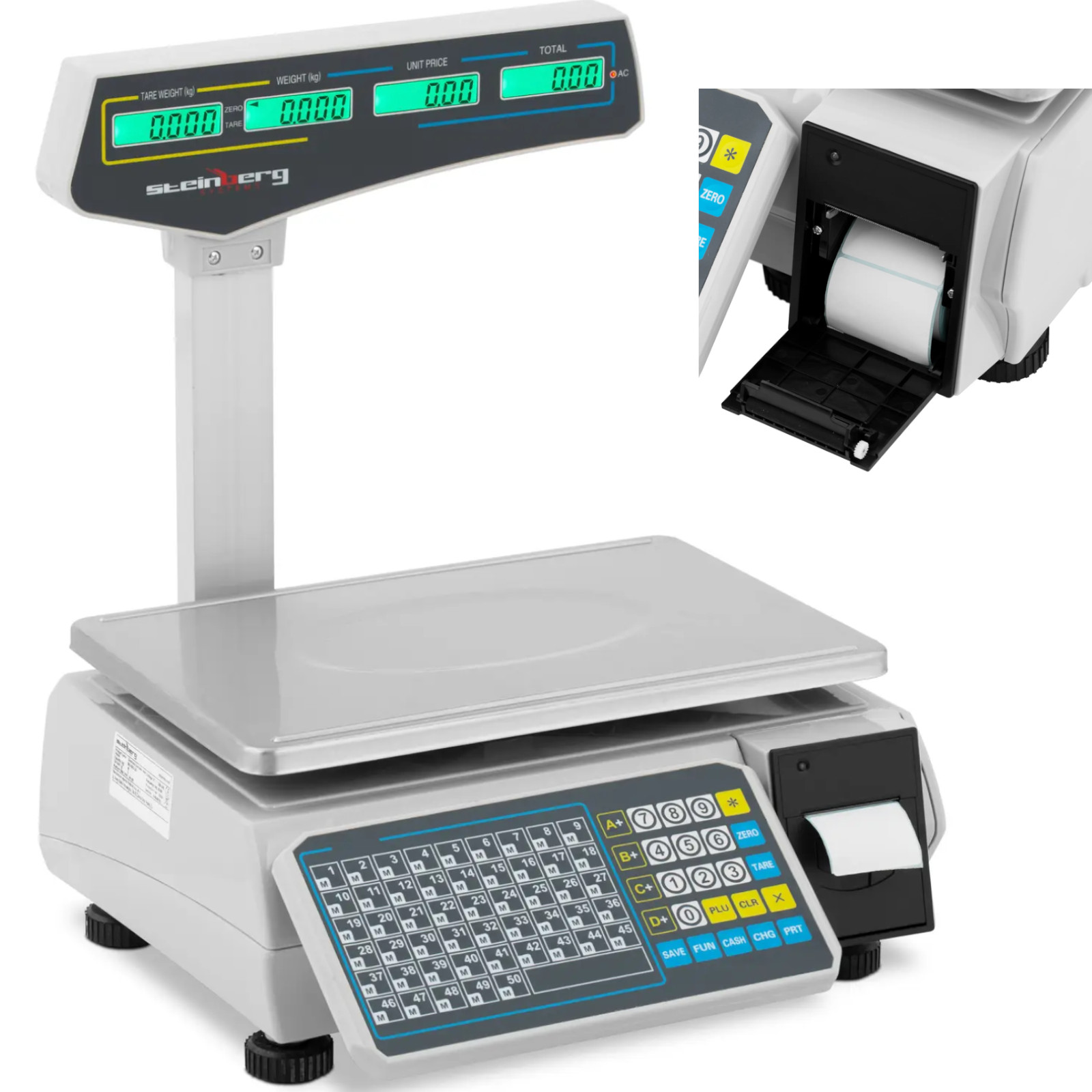 Kauppavaaka LCD-etikettitulostimella 30 kg / 15 g