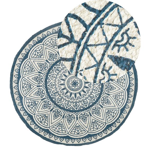 Matto ANADERE Sininen ø 120 cm juutti