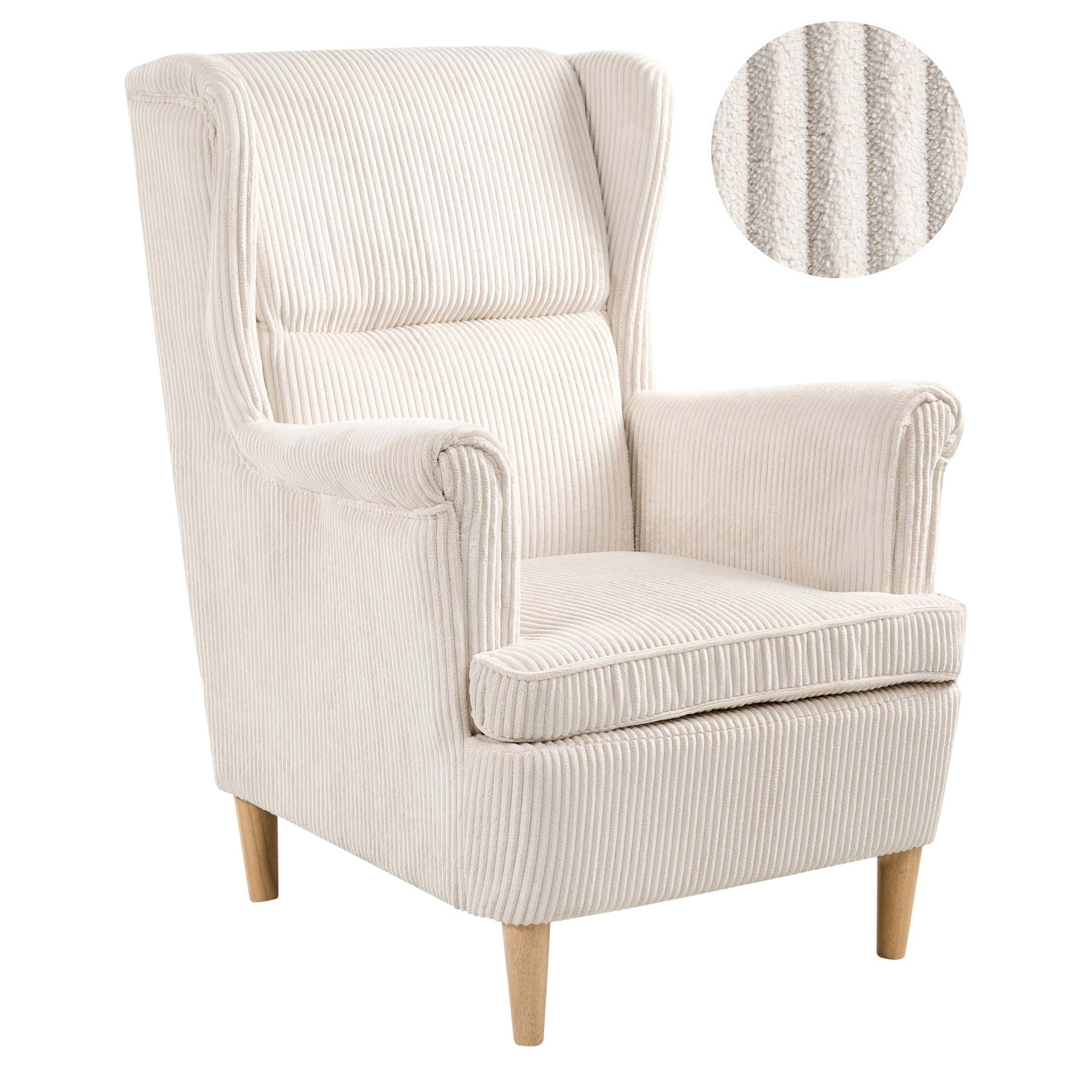 Wingback-tuoli ABSON Vakosametti Vaaleanbeige