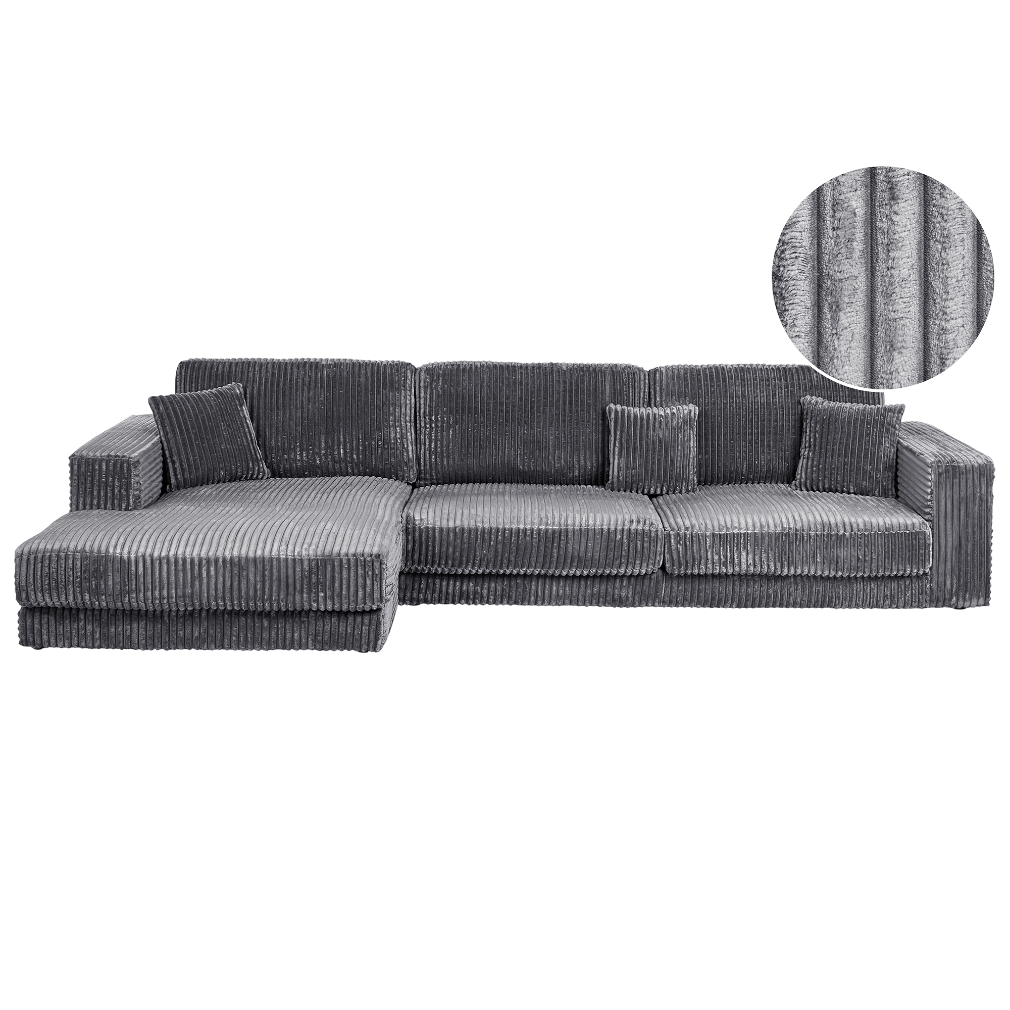 Kulmasohva LOFOTEN vakosametti Tummanharmaa 4-istuttava Oikea