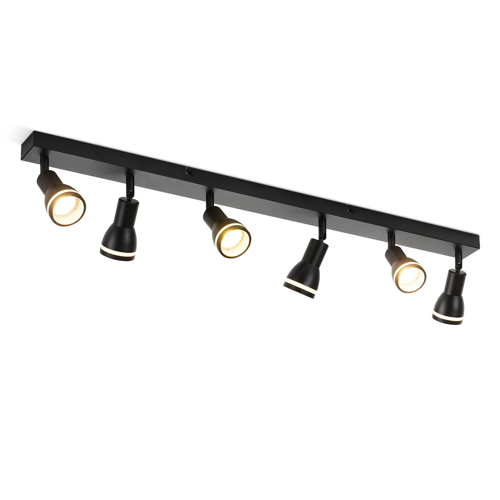 NETTLIFE Kattovalaisin 6 Spot Musta: Metallinen Kattovalaisin GU10 Sisäkäyttöön Kääntyvä Spot Ilman Polttimoita