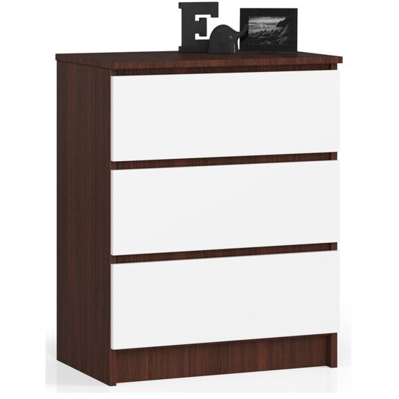 Akord Lipasto 3 laatikkoa Wenge/Valkoinen 60x40x77