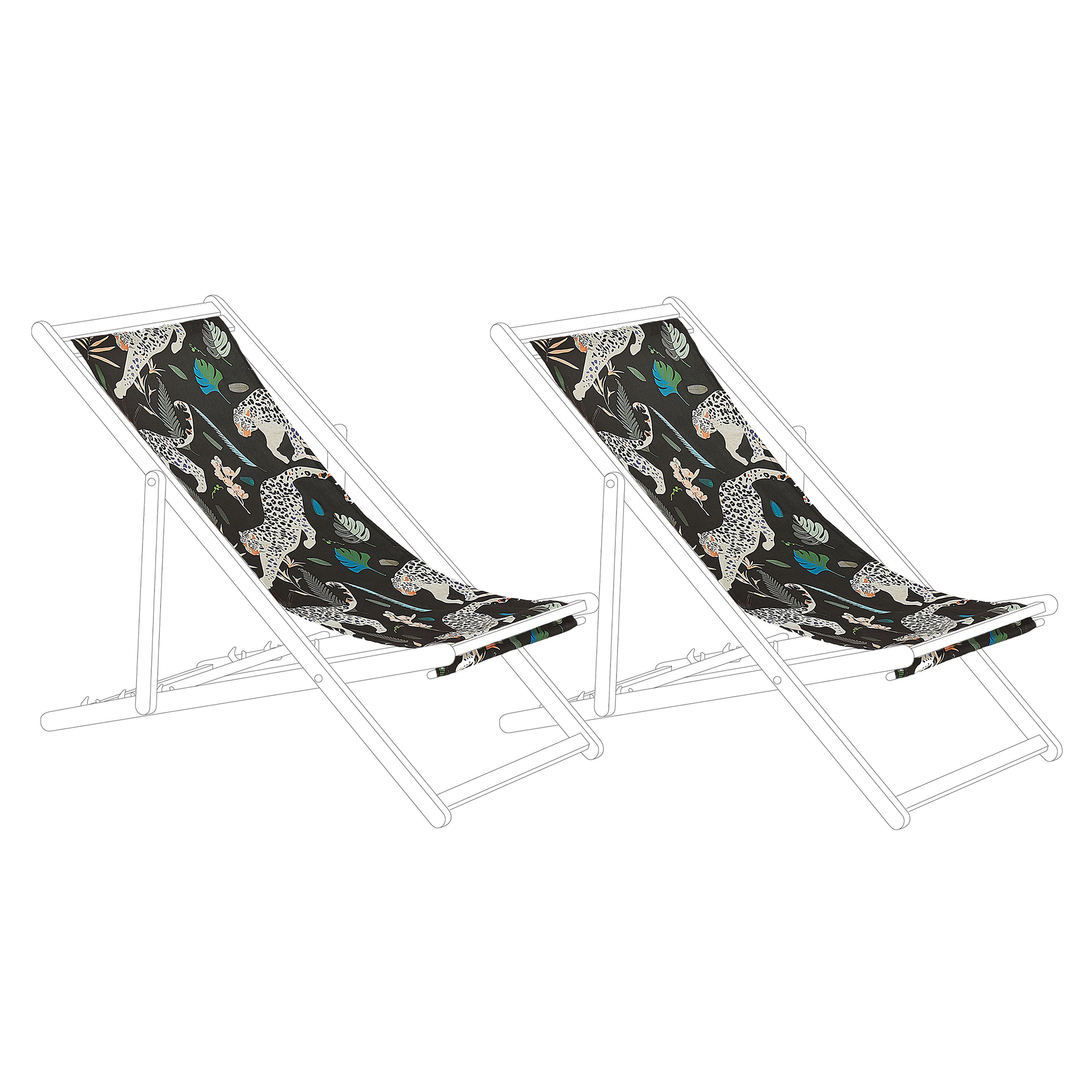 Aurinkotuolin vaihtokangassetti 2 kpl ANZIO/AVELLINO 113 x 44 cm Musta