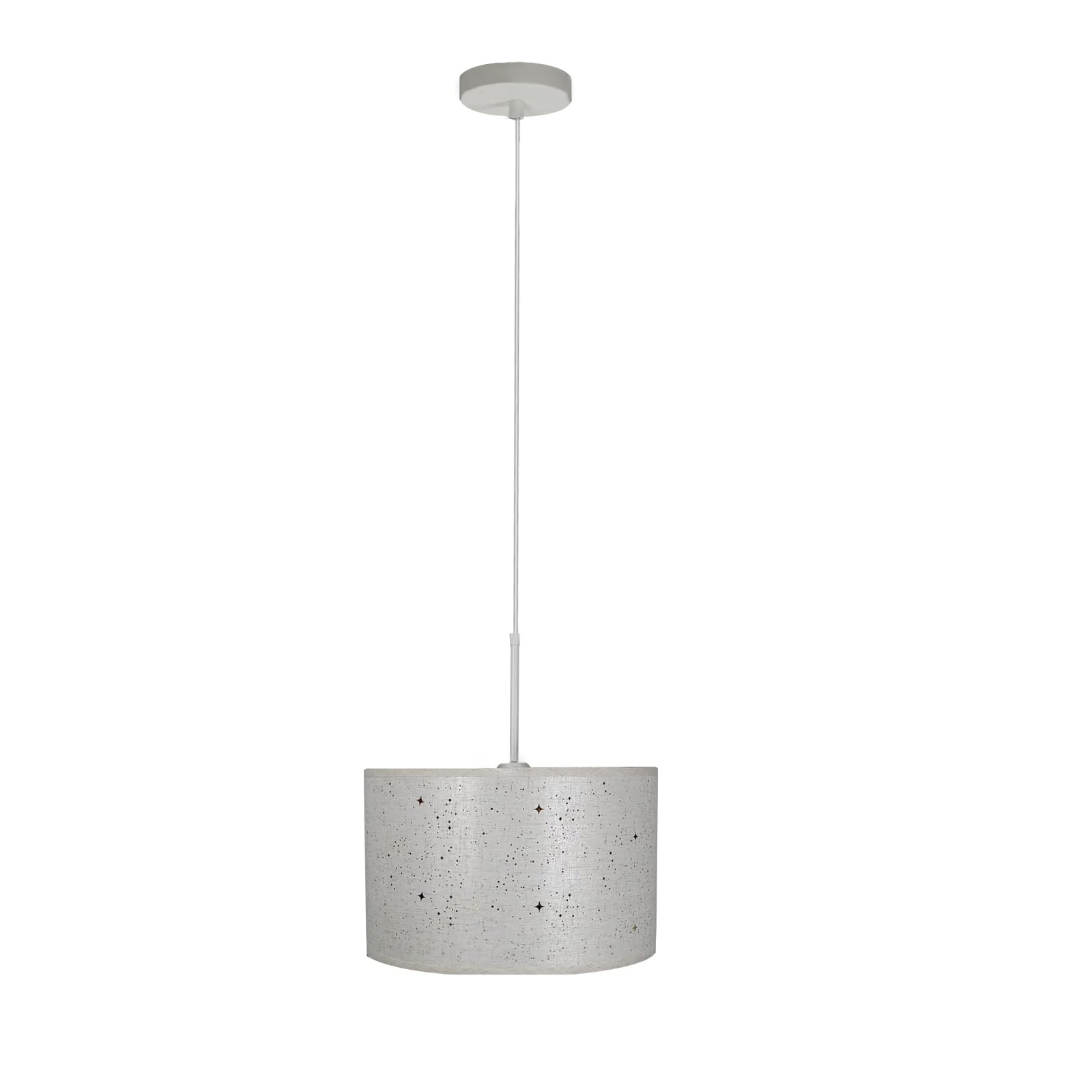 NETTLIFE valkoinen metallinen riippuvalaisin, halkaisija 38 cm, E27, 38 cm, moderni, kangasvarjostimella ilman lamppua