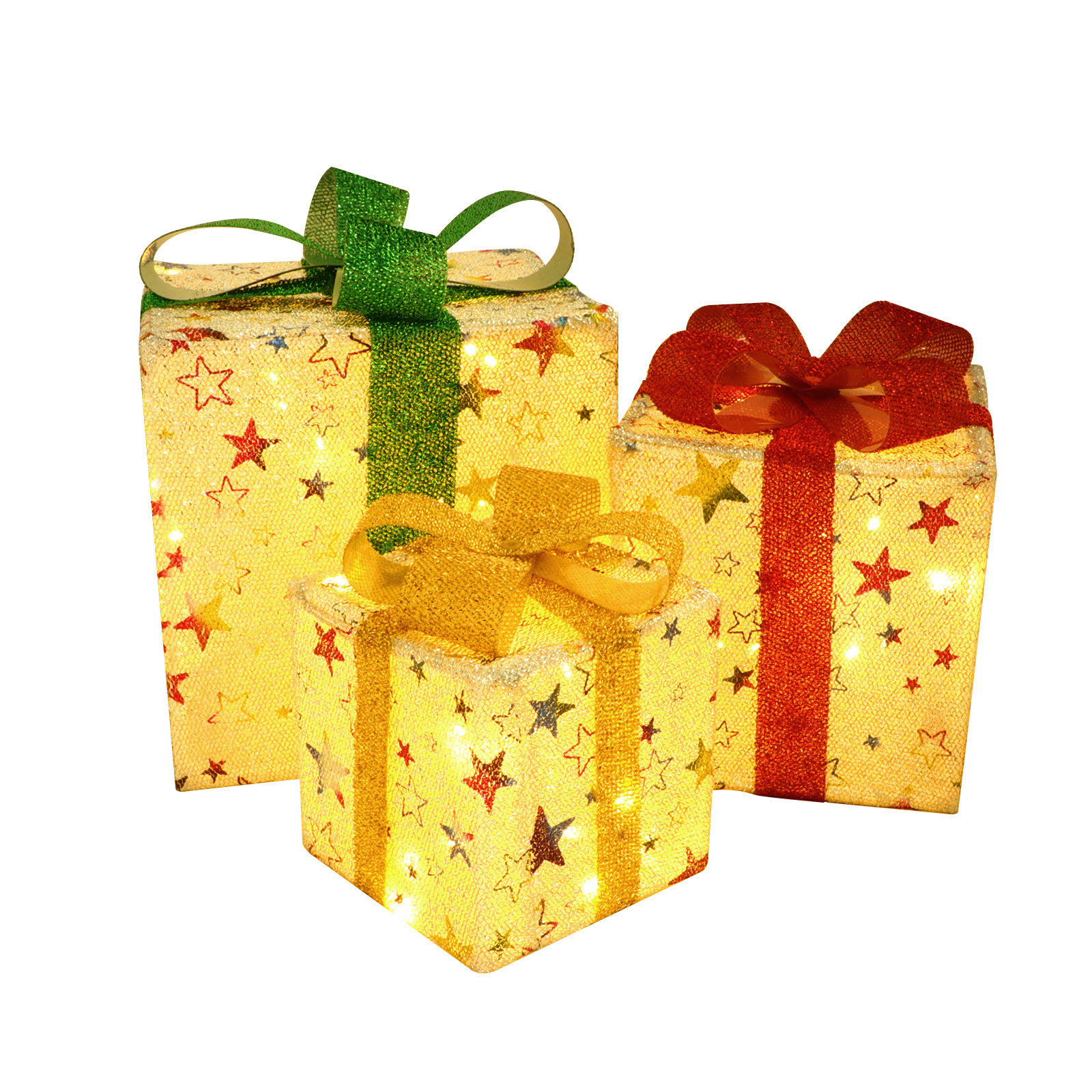 NETTLIFE LED-joulukoristeiden lahjarasia: 3 joulurasiaa sisällä kaukosäätimellä, joulutähtivaloilla ja paristoilla, 50 LEDiä