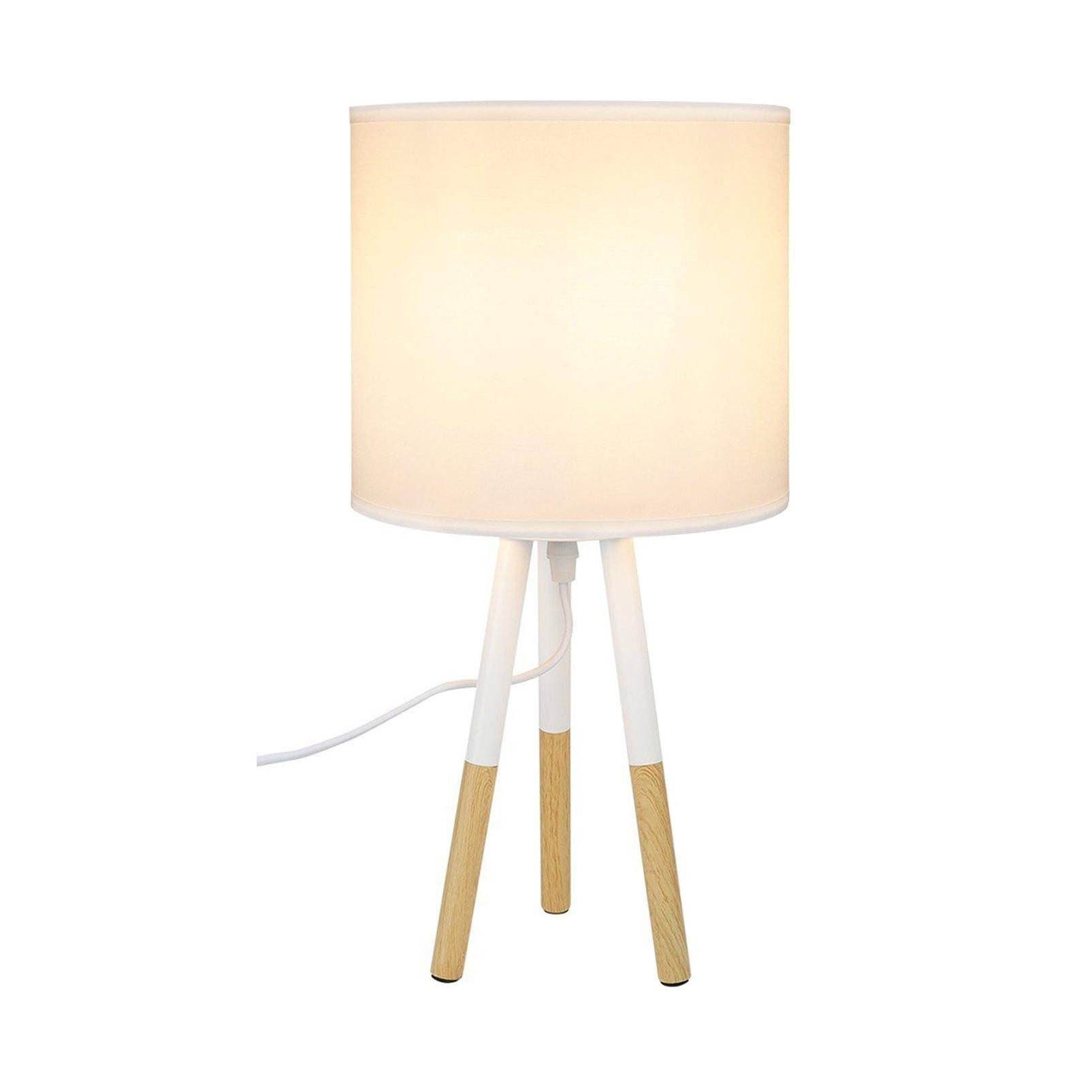 NETTLIFE Yöpöytävalaisinsetti, 1 kpl, moderni pöytävalaisin - Olohuoneen pöytävalaisin kangasvarjostimella, E27- kanta, maks. 40 W, valkoinen