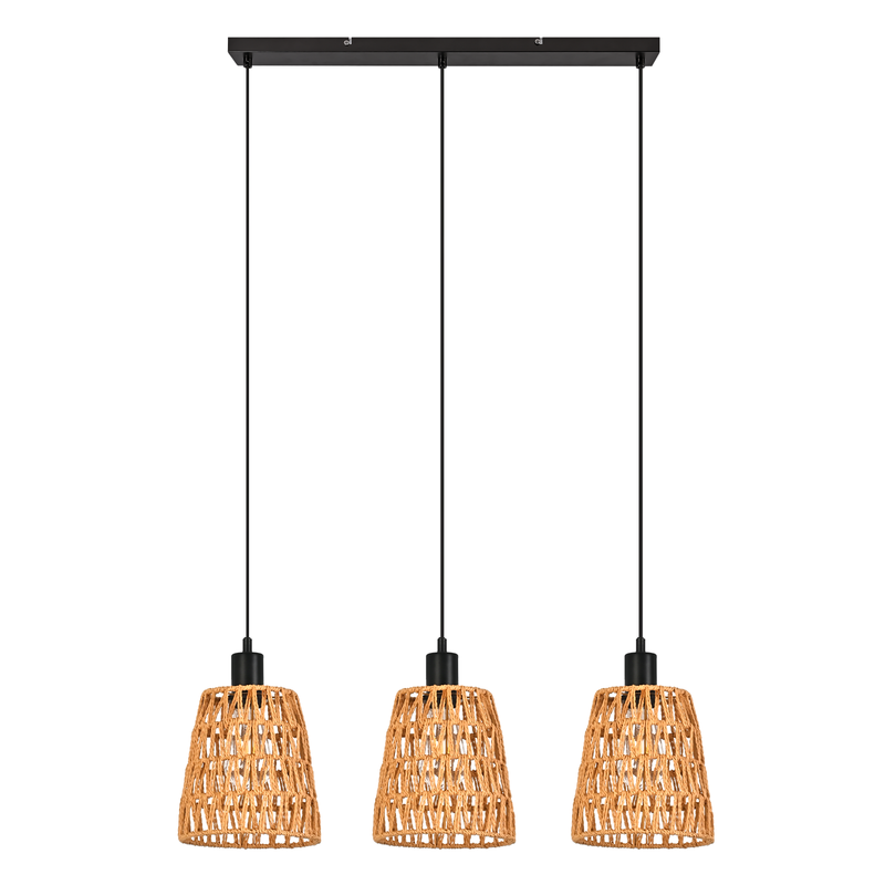 NETTLIFE riippuvalaisin retro boheemi rottinki-riippuvalaisin, korkeussäädettävä, 3-lamppuinen, E27