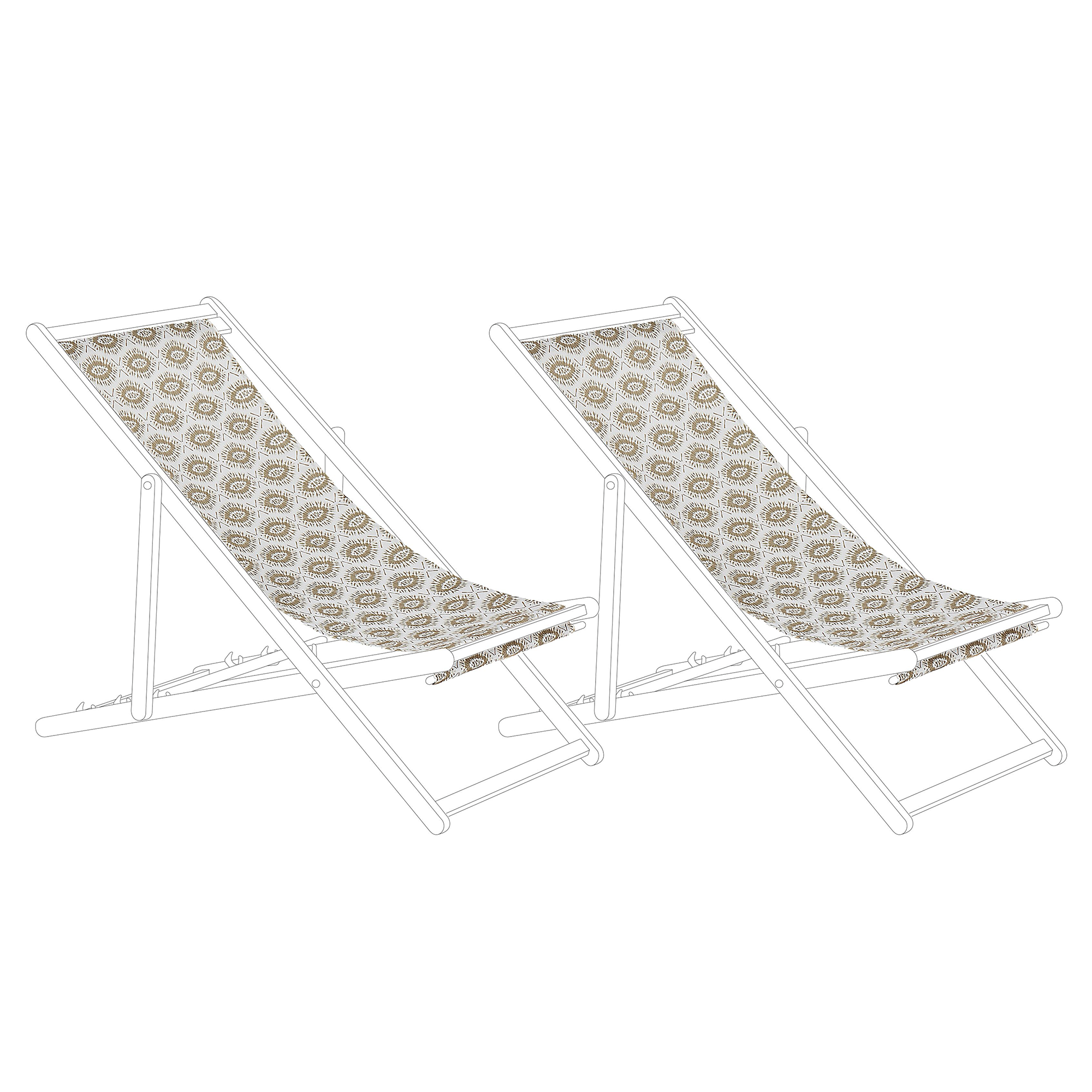 Aurinkotuolin vaihtokangassetti 2 kpl ANZIO/AVELLINO 113 x 44 cm Hiekanbeige Beige