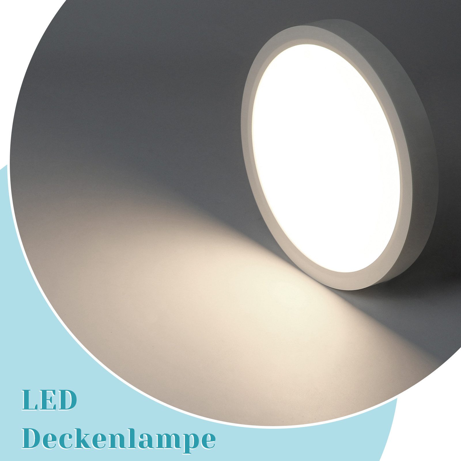 NETTLIFE litteä LED - kattovalaisin 18 cm - 15 W, valkoinen, 4000 K - moderni valaistus keittiöön, eteiseen, makuuhuoneeseen
