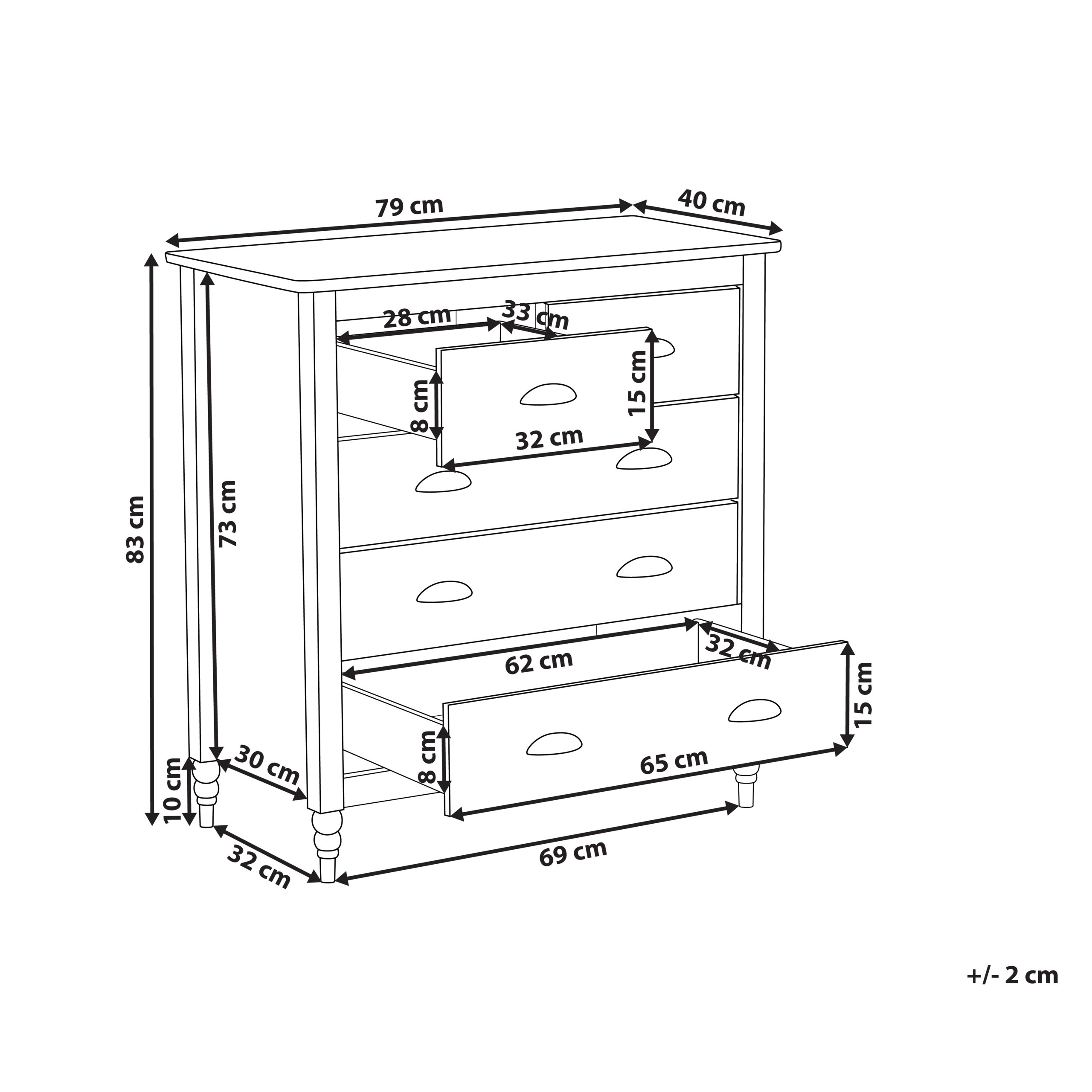 Lipasto 5 laatikolla SHILLINGTON mänty Musta