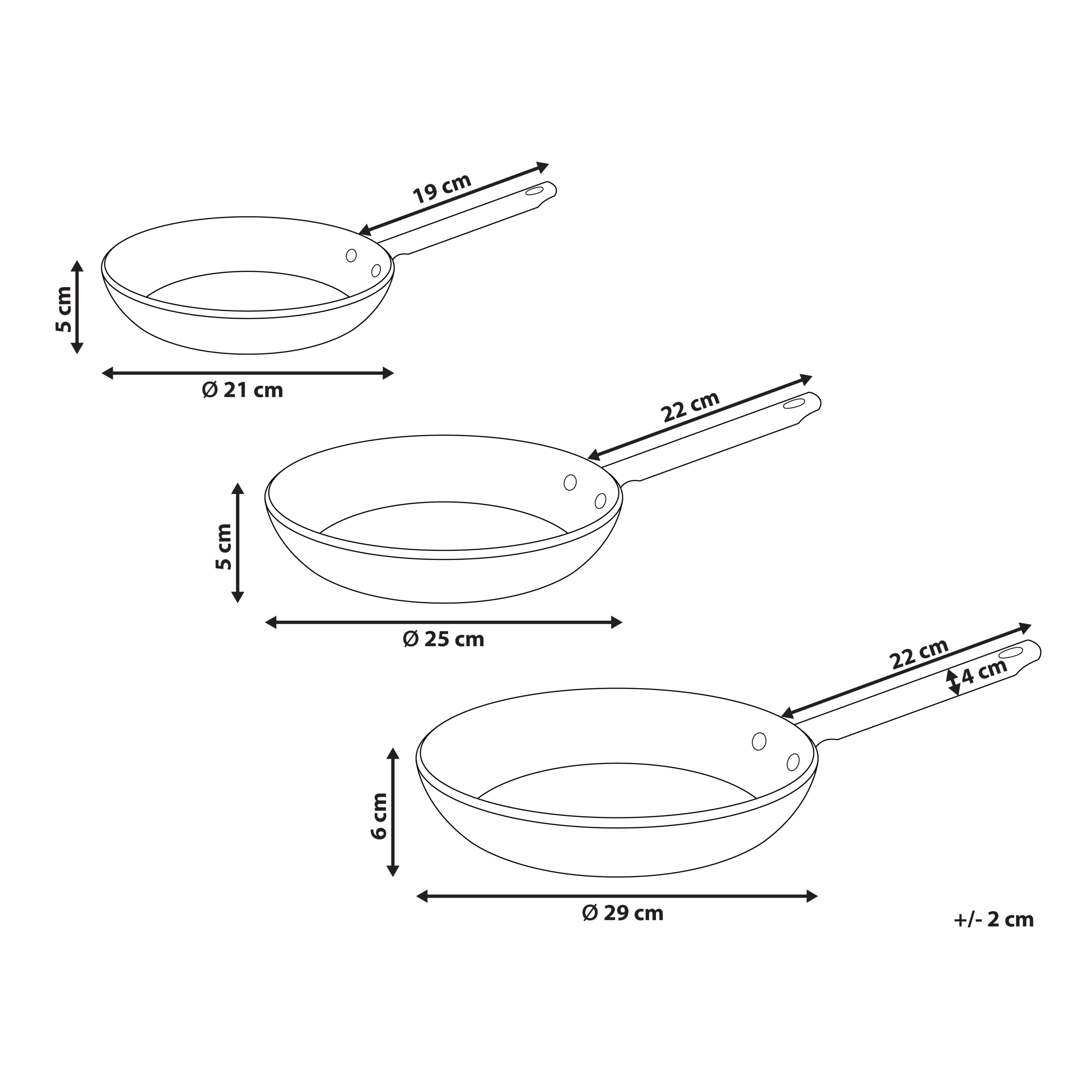 Paistinpannusetti 3 kpl ELITE PRO Luonnonvalkoinen