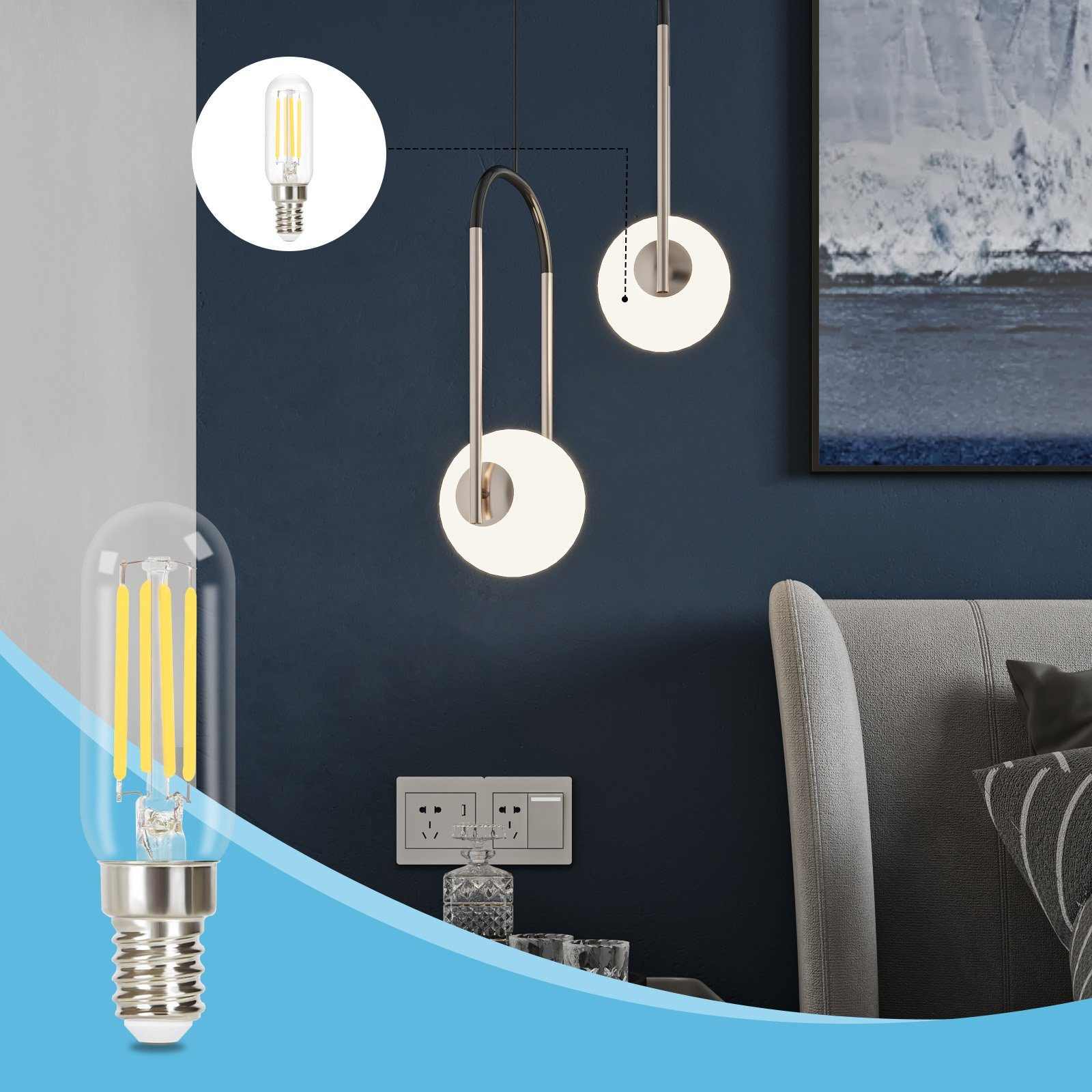 ZMH kpl Vintage T25 4W 6000K LED-lamppuja – E14 Edison-kanta, jääkaappiin, ei himmennettävä
