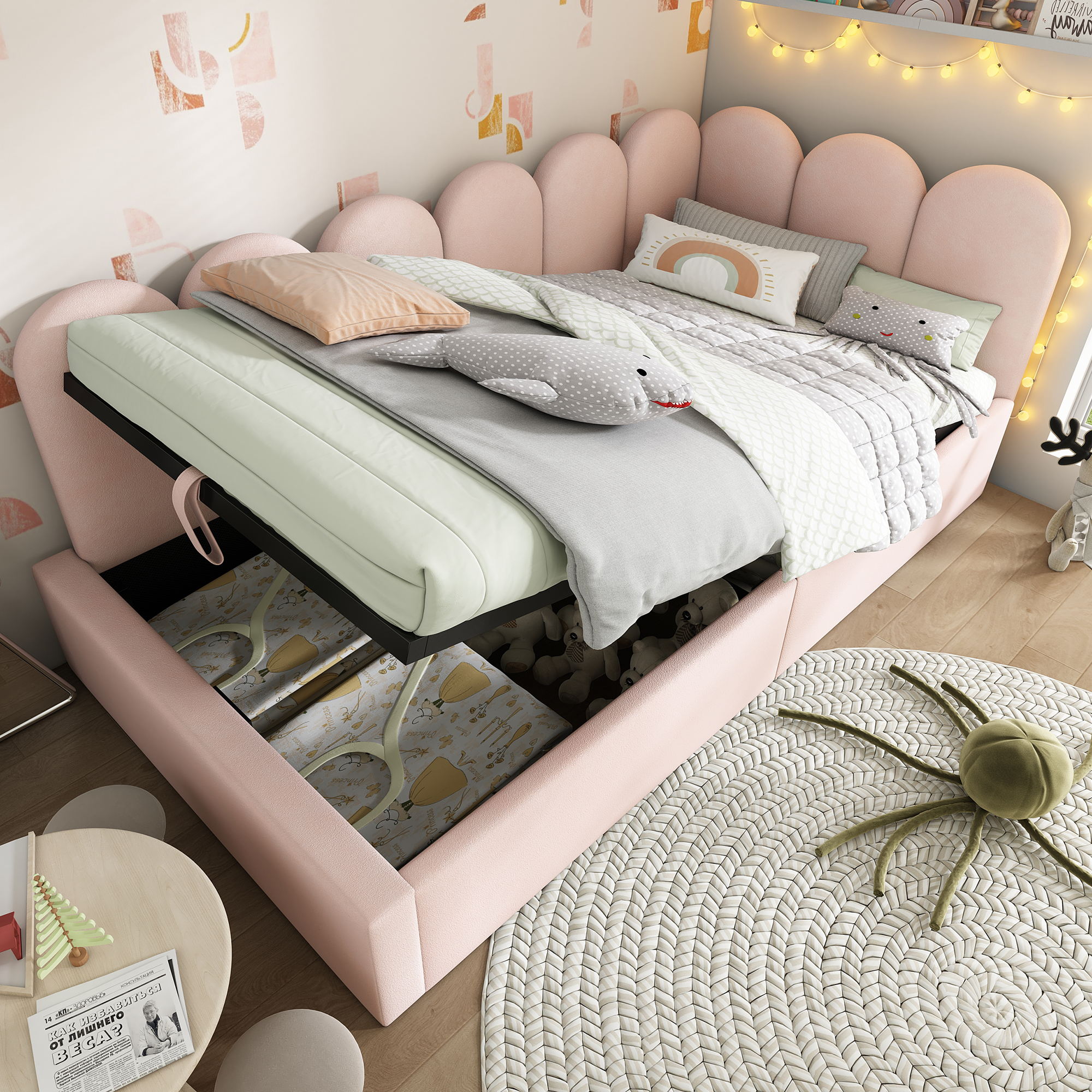 Verhoiltu Sänky 90 x 190 cm, Pinkki Sametti, Hydraulinen + Säilytys