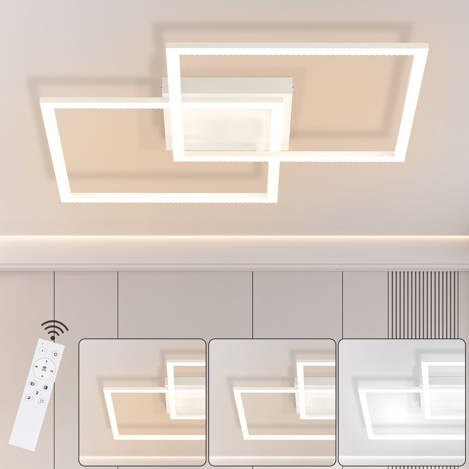 NETTLIFE LED - kattovalaisin, himmennettävä olohuone, moderni muotoilu Kaukosäätimellä 52WKeittiön lamppu, makuuhuone ruokailuhuone Keittiö