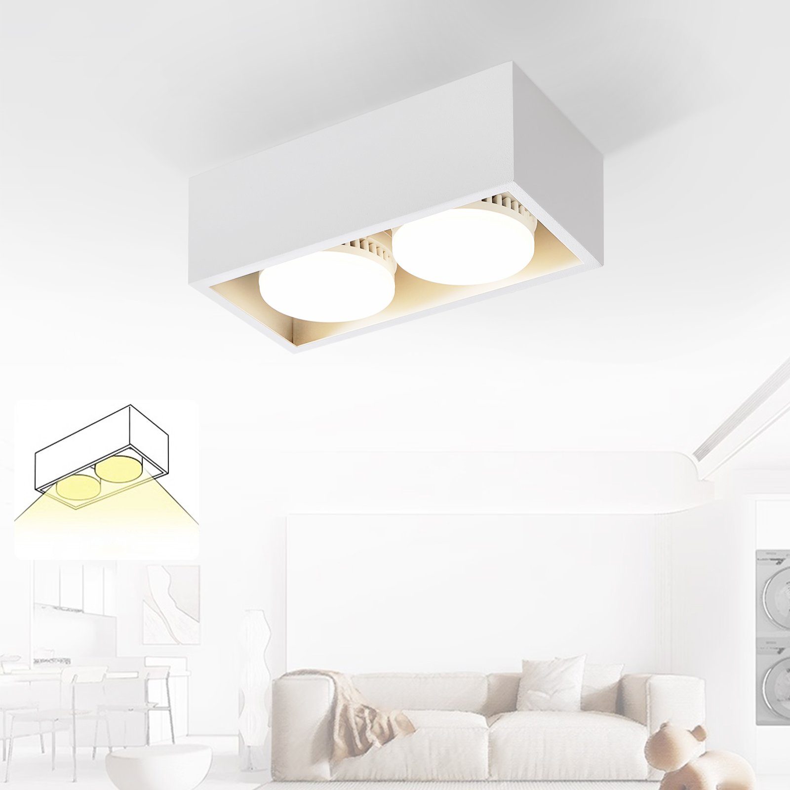 NETTLIFE 2 LED - pinta - asennettava kattokohdevalaisin, lämmin valkoinen, säädettävä GX53