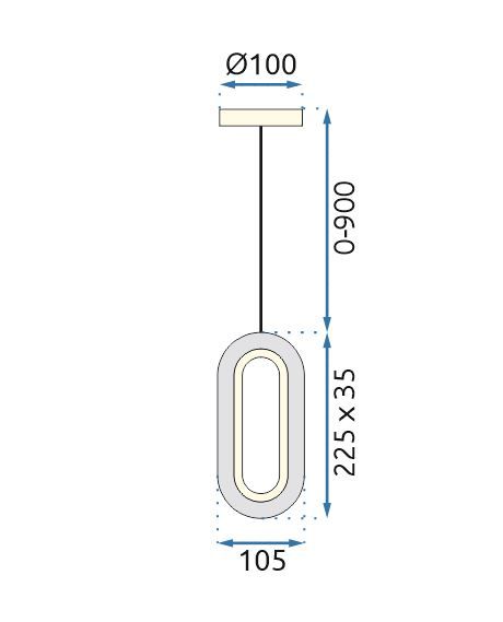 TOOLIGHT riippuvalaisin LED G113-1CP kulta, 3,2X10,5X22,5CM