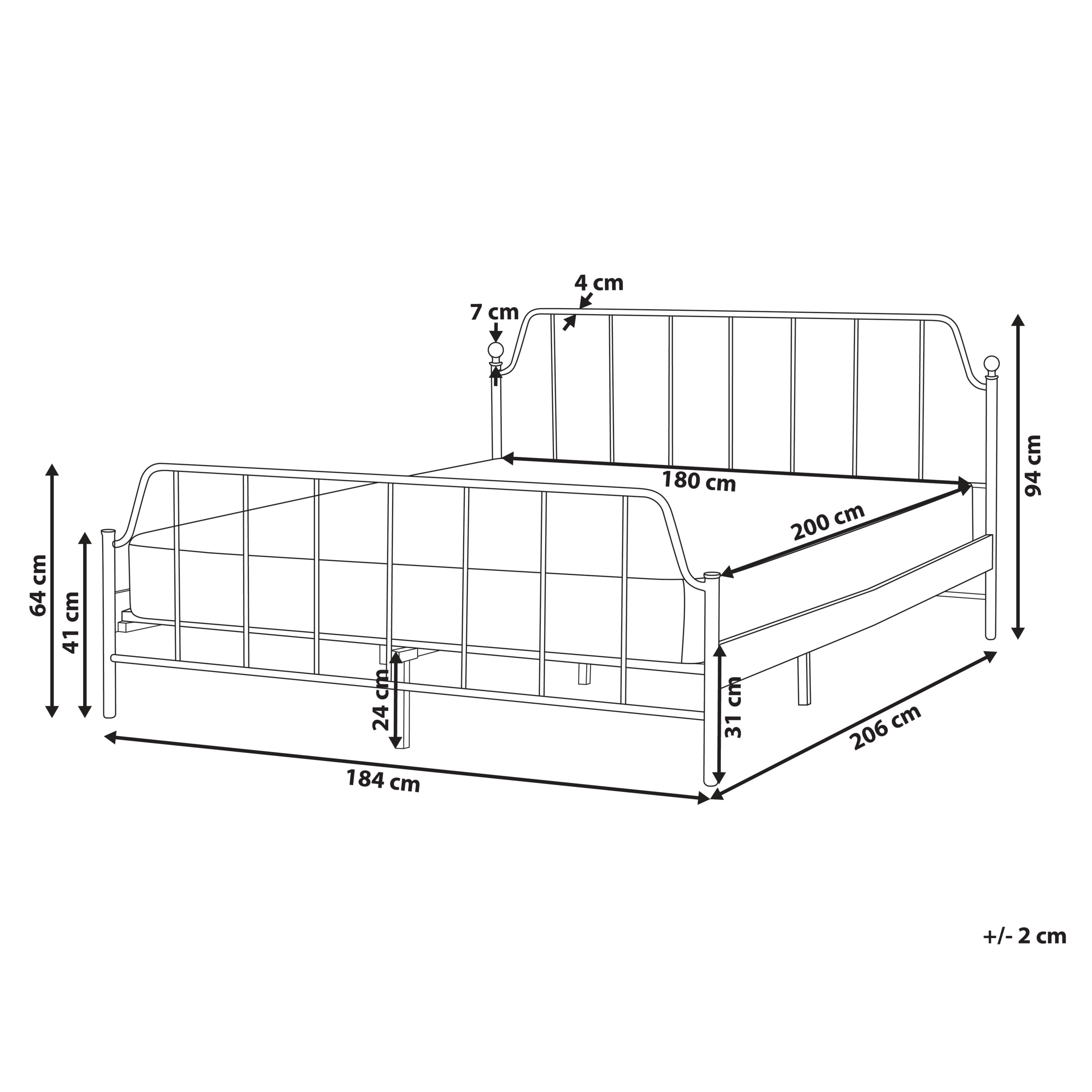 Sänky metalli MAURESSAC 180 x 200 cm Valkoinen