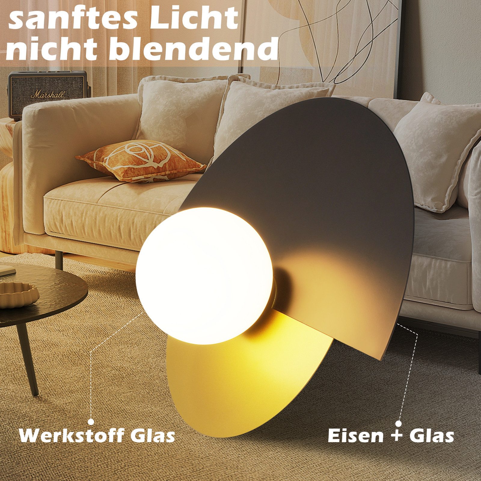 NETTLIFE mustakultainen seinävalaisin eteiseen, vintage - tyylinen lasi ja metalli, moderni muotoilu, E14