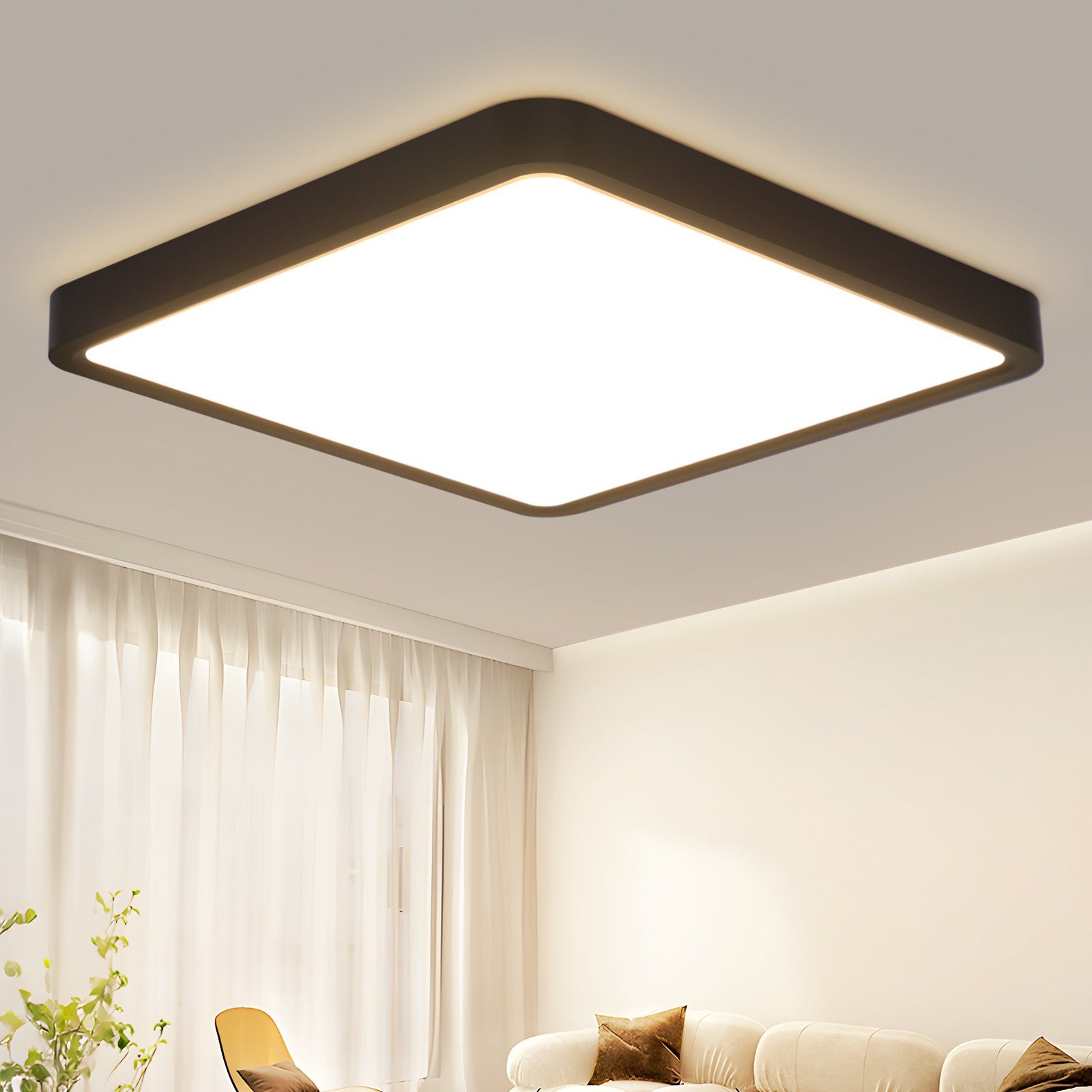 NETTLIFE LED - kylpyhuoneen Kattovalaisin, 23W, litteä, lamppu, musta, 23cm, lämmin Valkoinen, IP44 Vedenpitävä Keittiönvalaisin