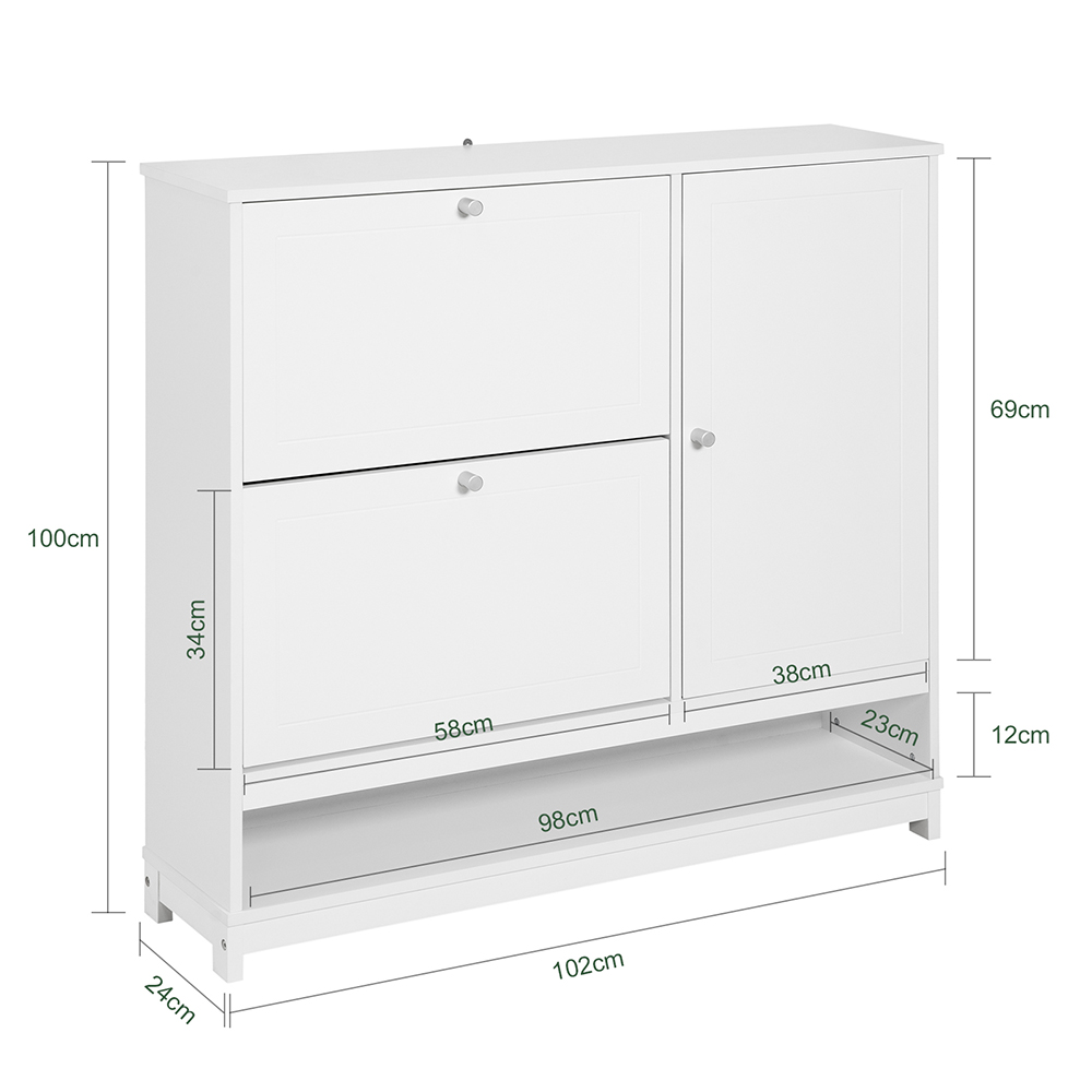 SoBuy Säilytyskaappi 3-ovinen puukuitu- ja lastulevy valkoinen FSR114-W