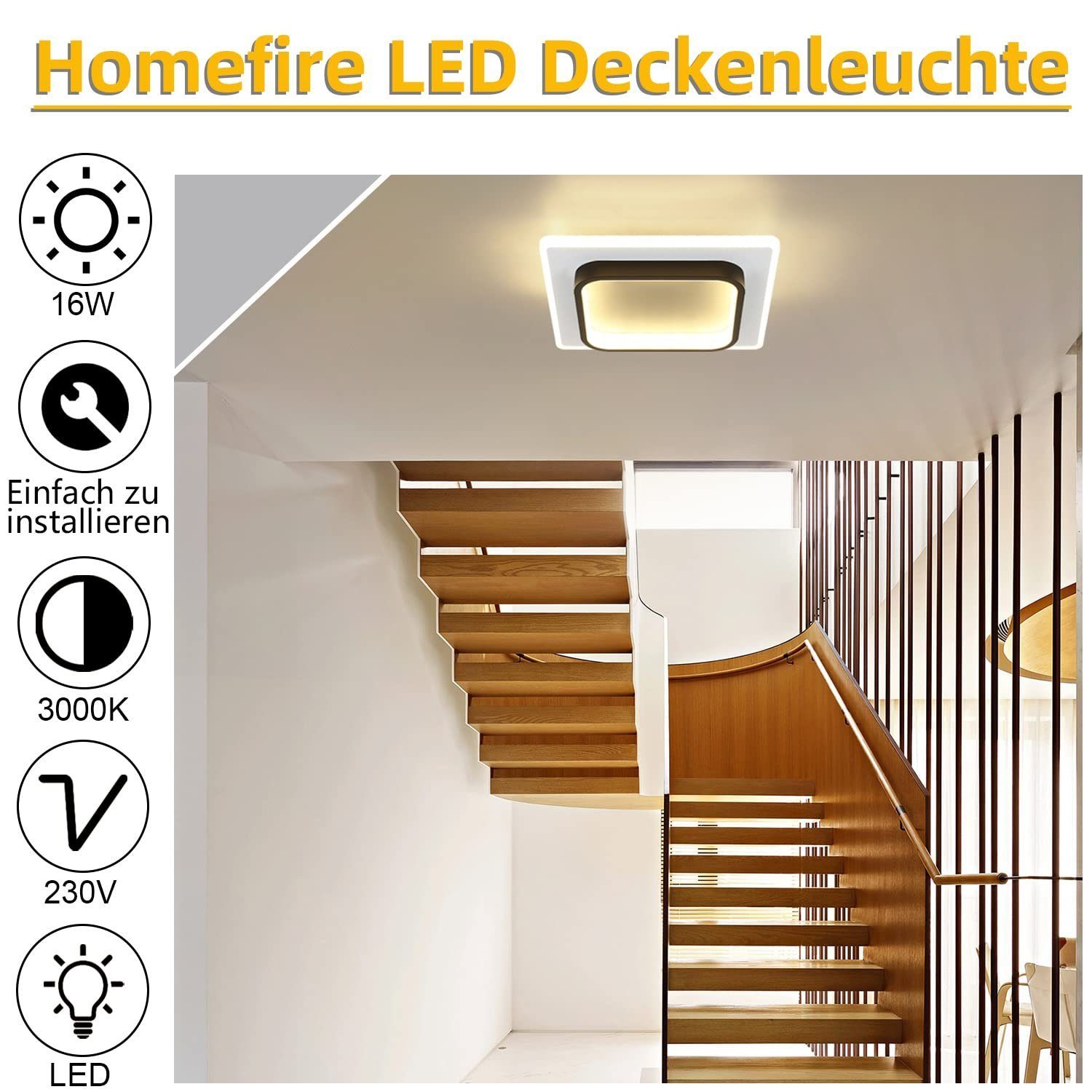 ZMH Moderni mustavalkoinen LED-kattovalaisin, akryylidesign, olohuoneen lamppu