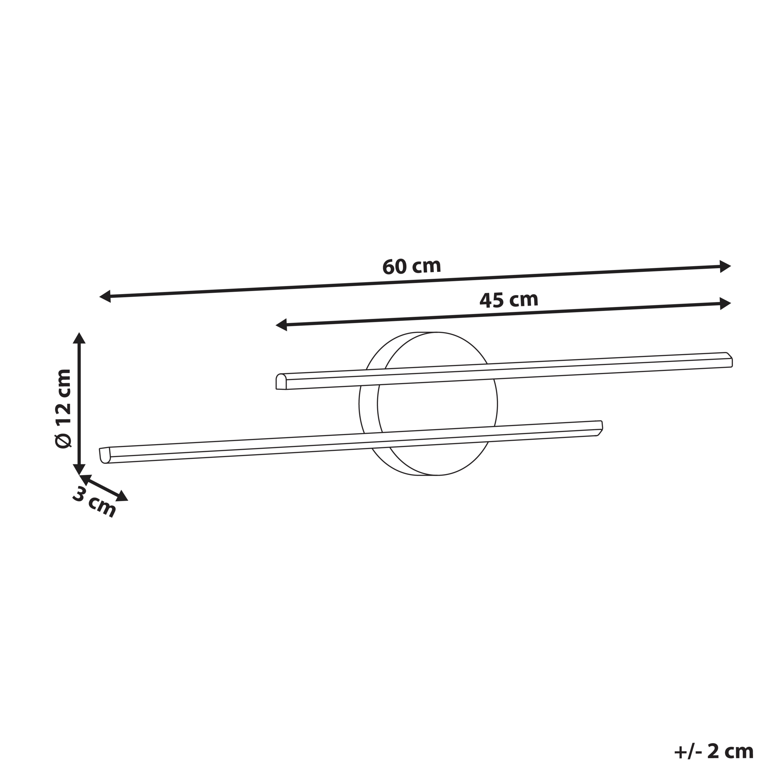 LED-taulu- ja peilivalaisin TOUQUES metalli Musta