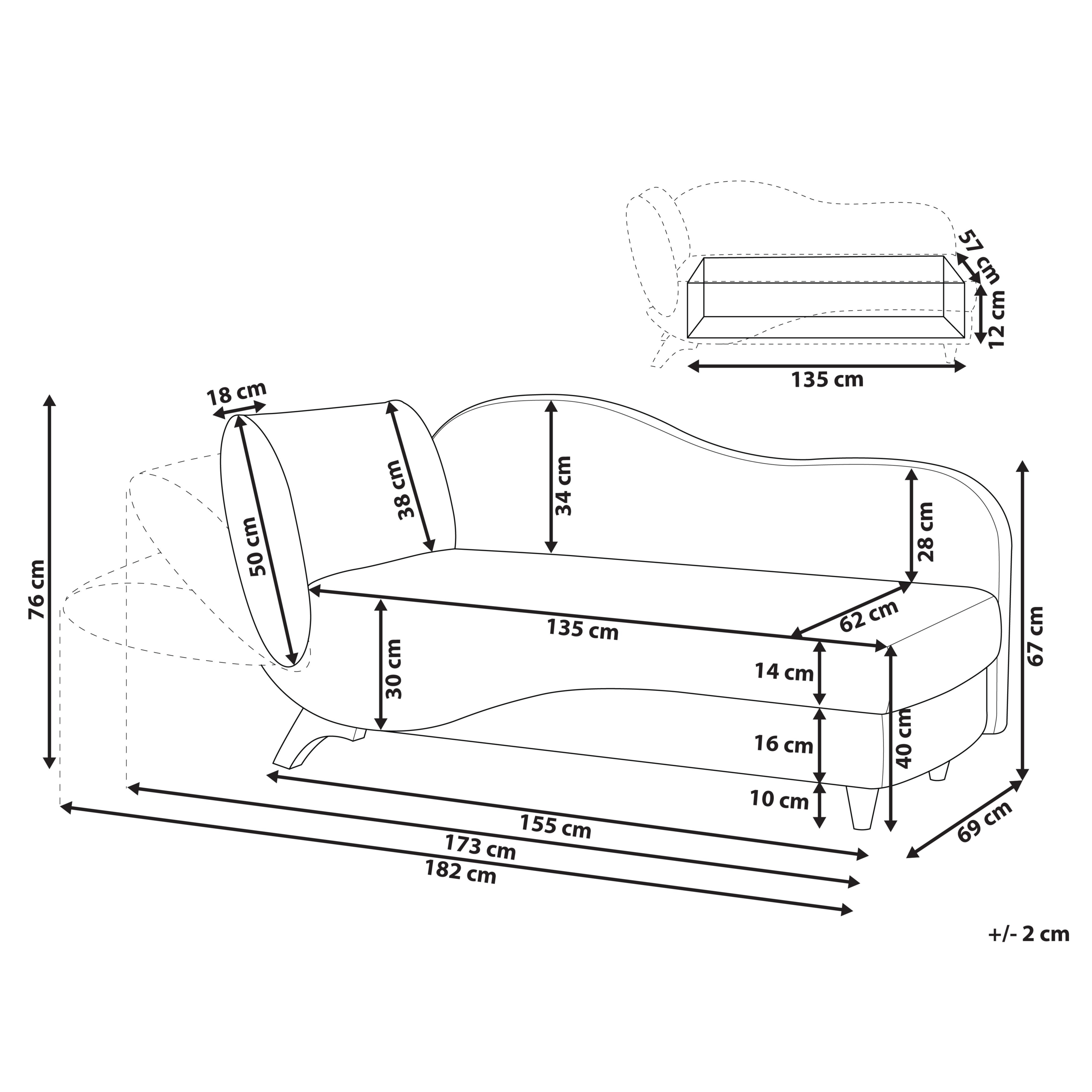 Divaani vasen MERI sametti Vaaleanharmaa säilytystila