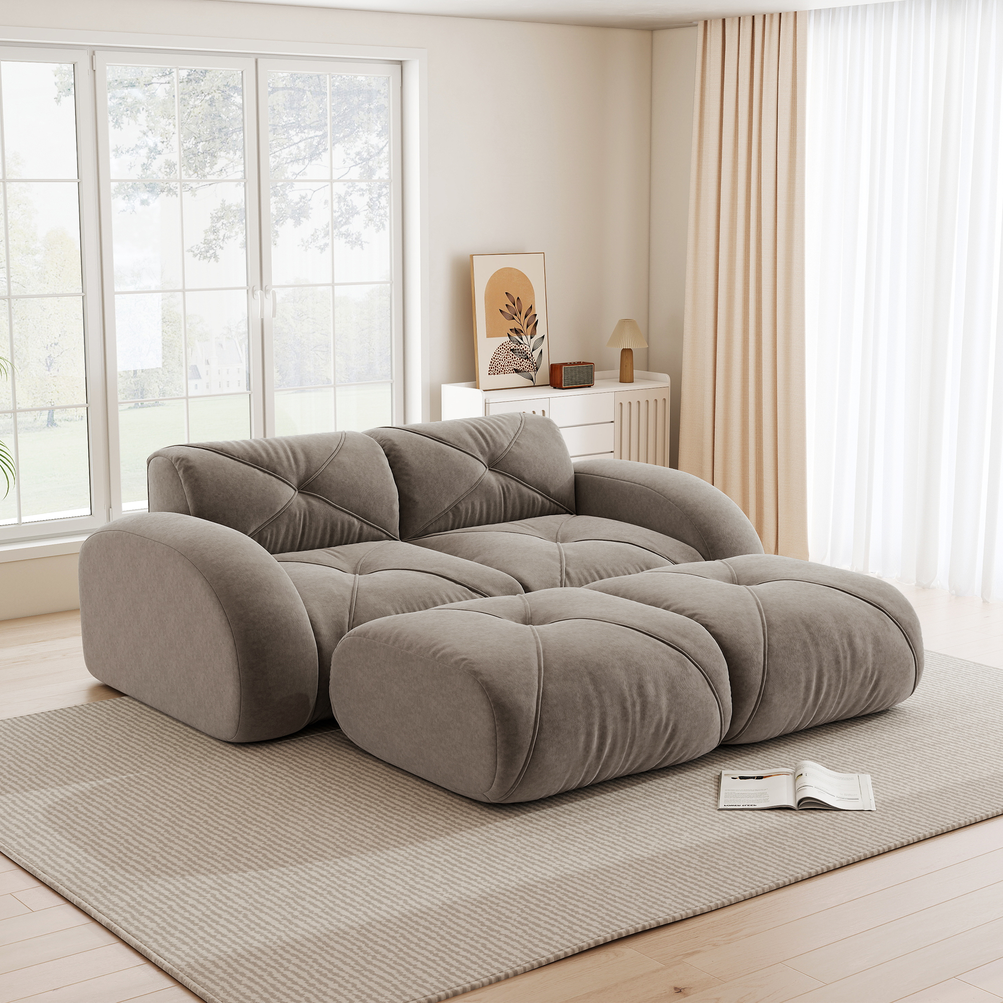 moduulisohva 2-paikkainen taupe chenille moderni säädettävä