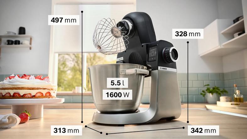 Bosch MUMS6ZS34 -sarjan 6 keittiökone, musta, harjattu teräs
