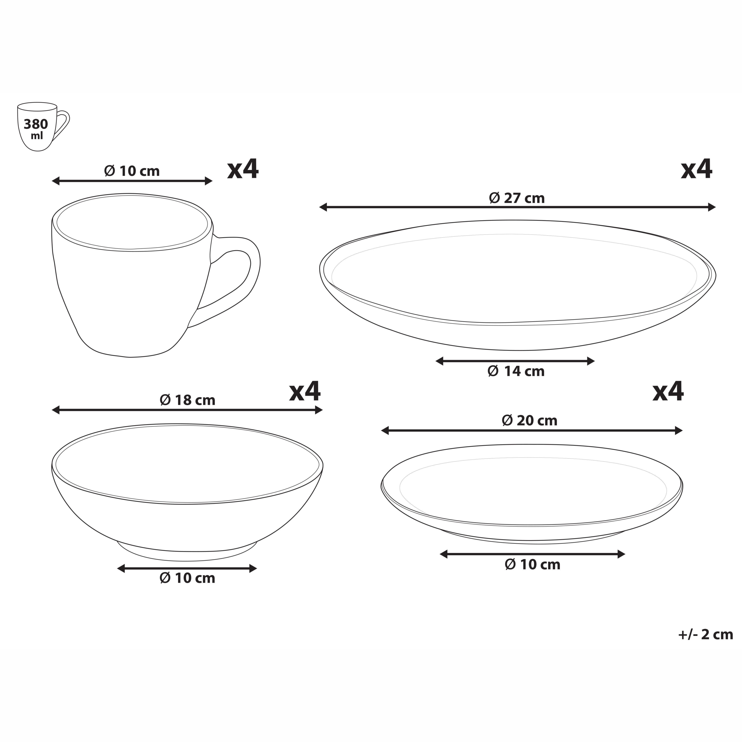 Astiasto 16 osaa SESAME kivitavara Vaaleanharmaa