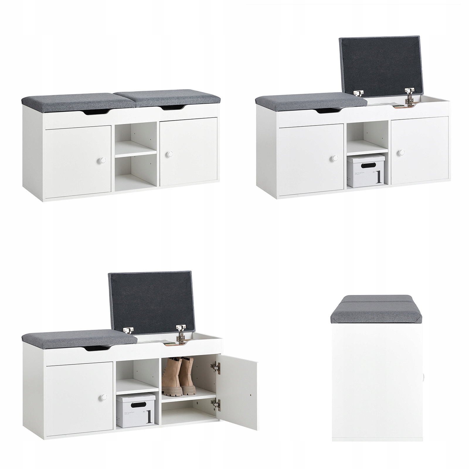 SoBuy Puukuitupenkki säilytykseen FSR96-W valkoinen