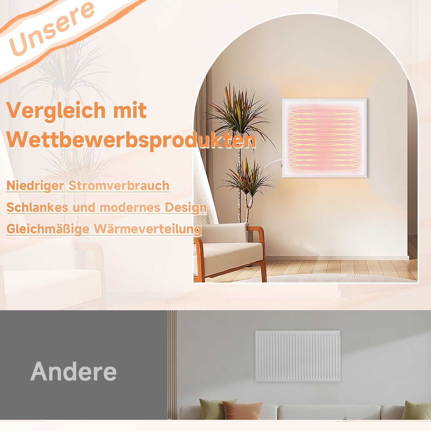 ZMH 350 W:n energiatehokas infrapunalämmitin makuuhuoneeseen
