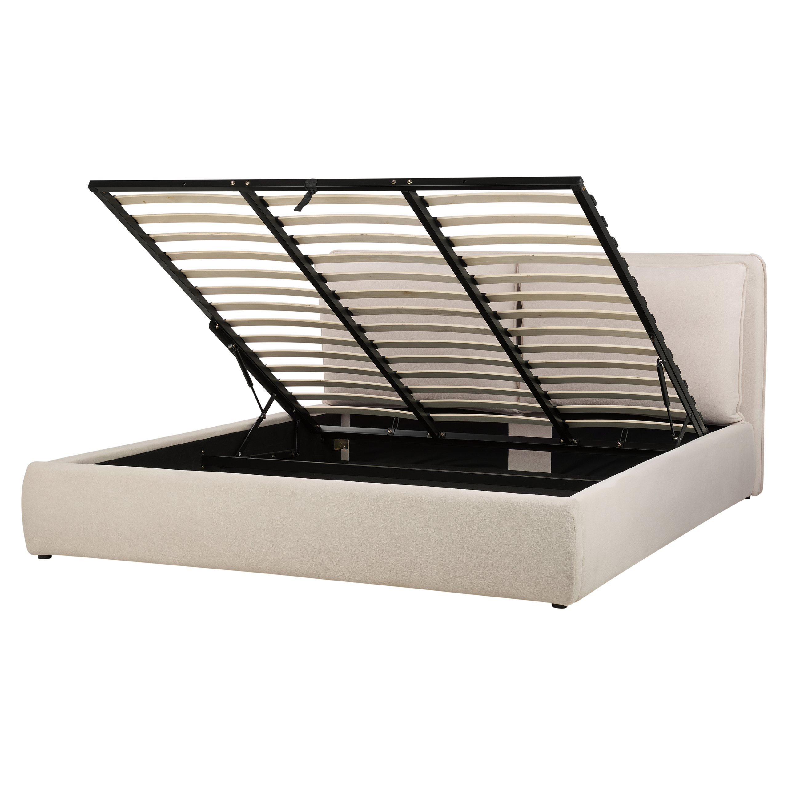 Sänky säilytystilalla kangas BAJONNA 180 x 200 cm Vaaleanbeige