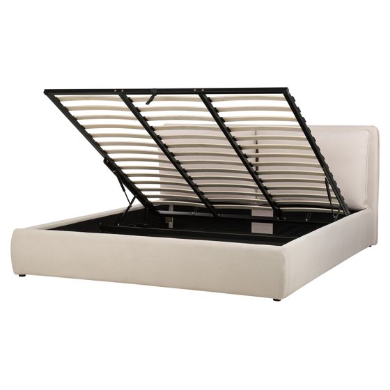 Sänky säilytystilalla kangas BAJONNA 180 x 200 cm Vaaleanbeige