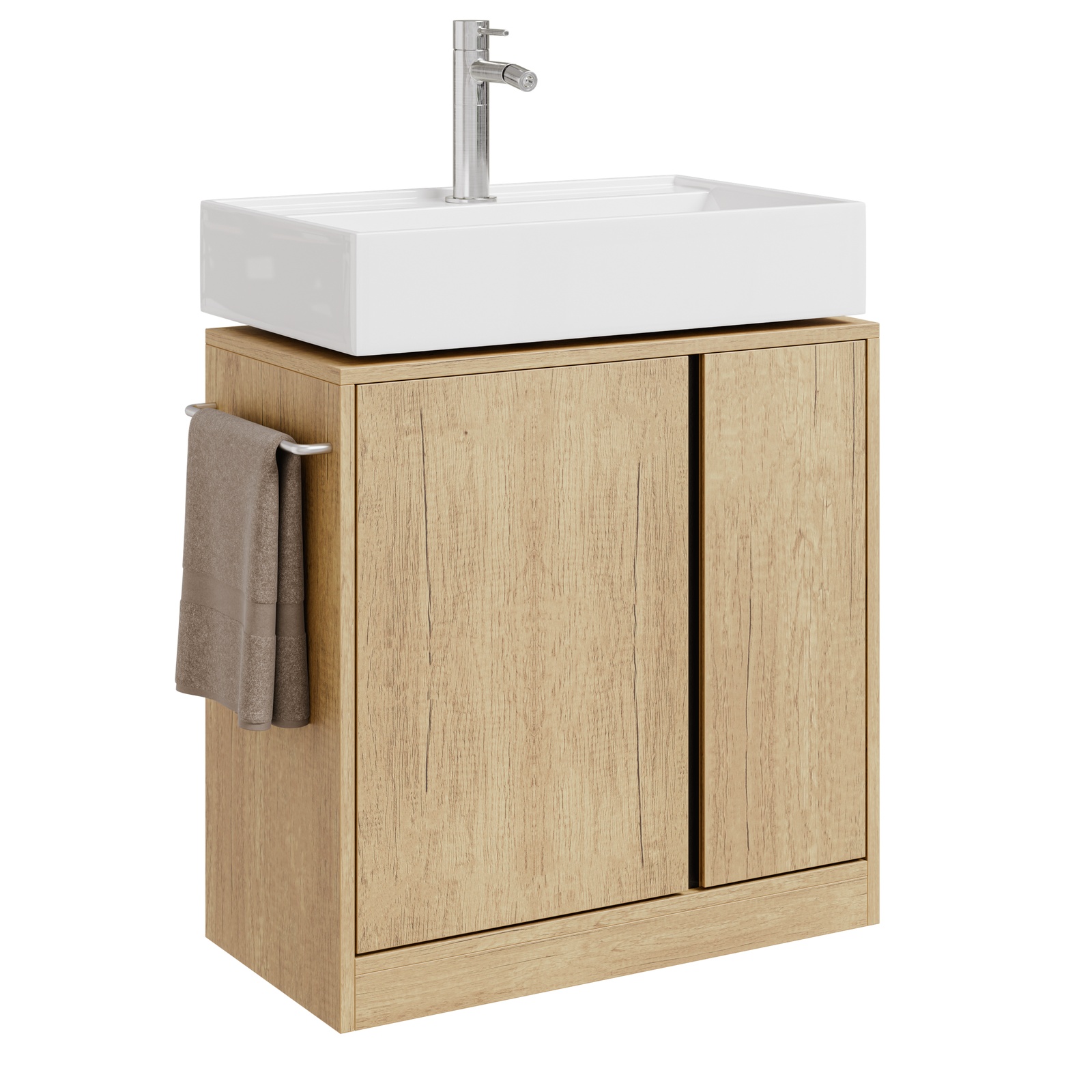 Allas-alakaappi U-muotoinen aukko vaalea tammi 60x30x60 cm BZR235-N