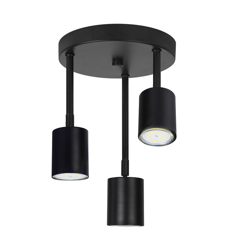 NETTLIFE Kattospotti musta, 3 säädettävää LED GU10 - lamppua, 350°