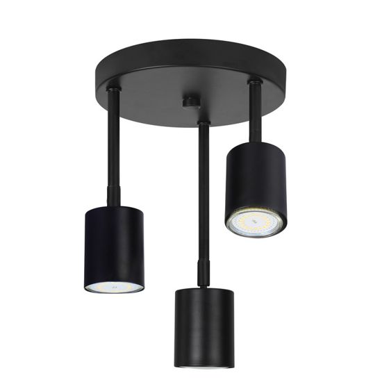 NETTLIFE Kattospotti musta, 3 säädettävää LED GU10 - lamppua, 350°