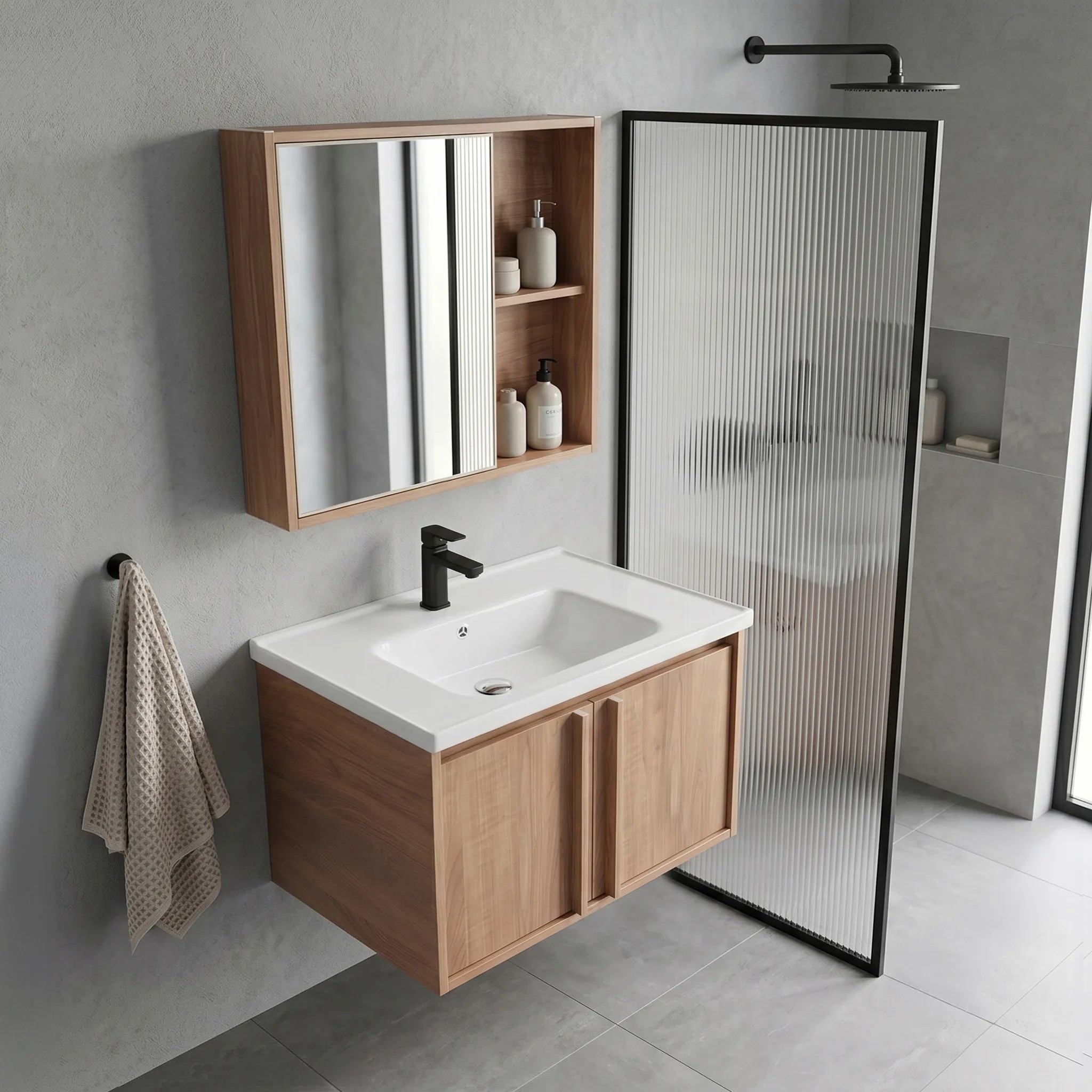 REA kylpyhuonekalustesarja pesualtaalla GAMA T25023 HHL 60CM , Ruskea, 47x60x44cm