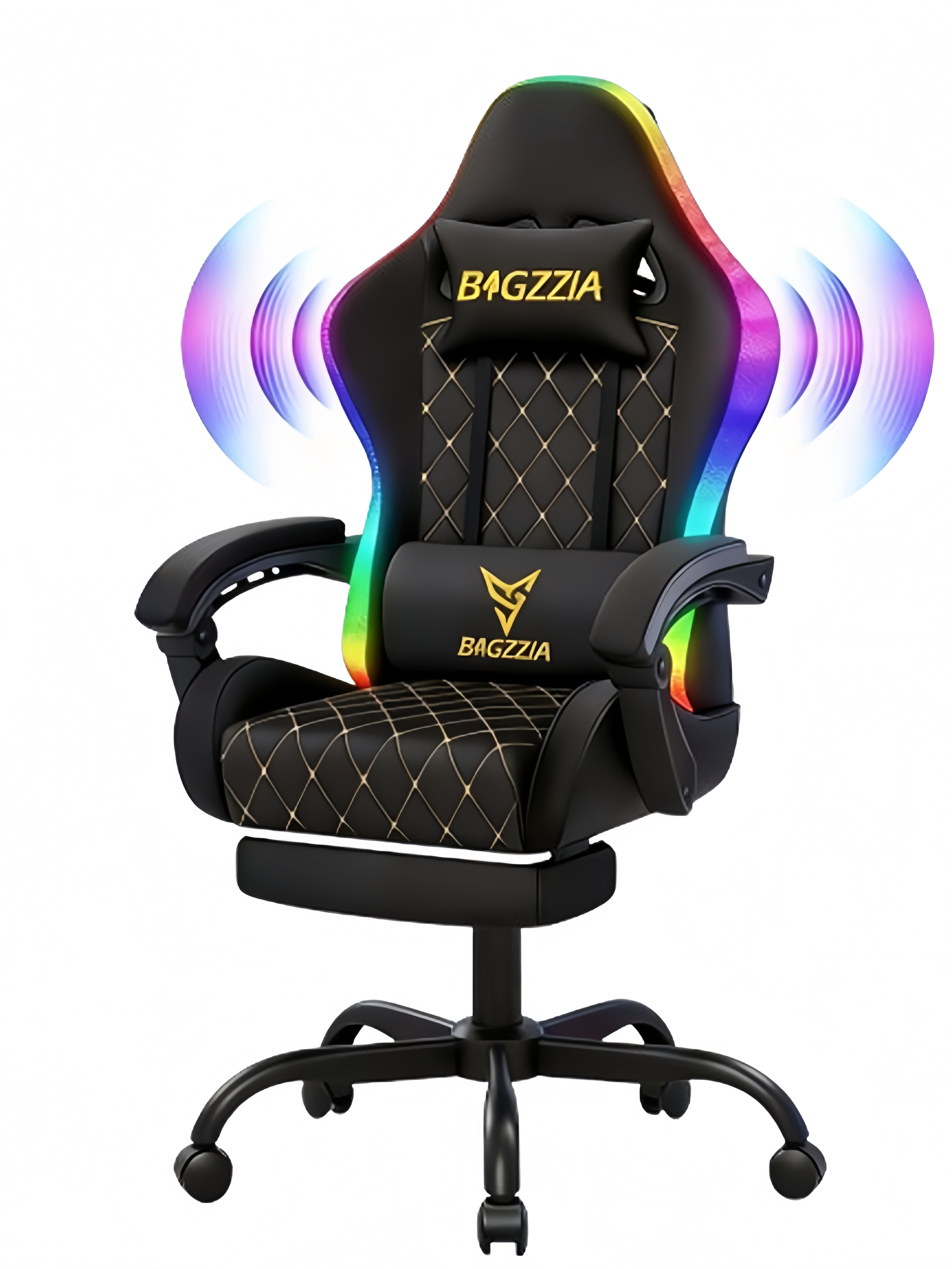 Pelituoli G01 RGB valolla ja Bluetooth kaiuttimilla Musta