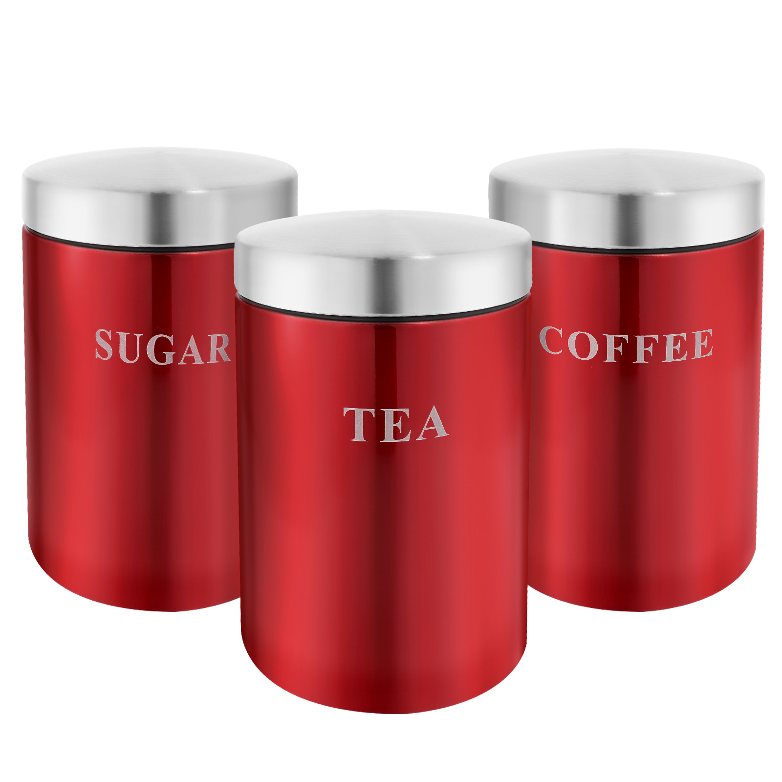 Erä 3 Laatikkoa Ruostumaton Teräs Kahvi Tee Sokeri Ilmatiivis