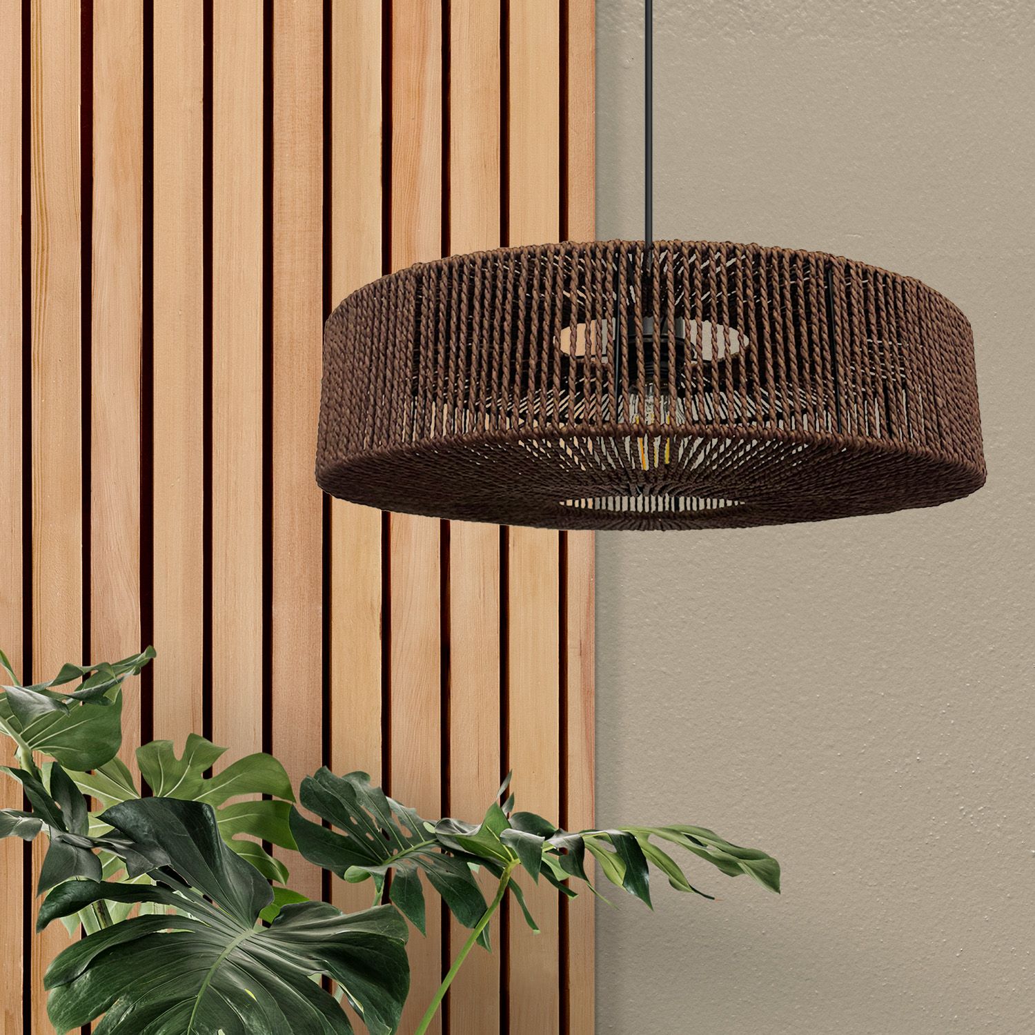 TOOLIGHT riippuva kattovalaisin APP1295-1CP BOHO ruskea, 40x40x12, 5cm