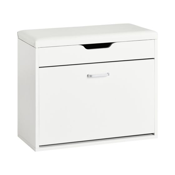 SoBuy Säilytyspenkki FSR95-W kestävää puukuitua, säästää tilaa