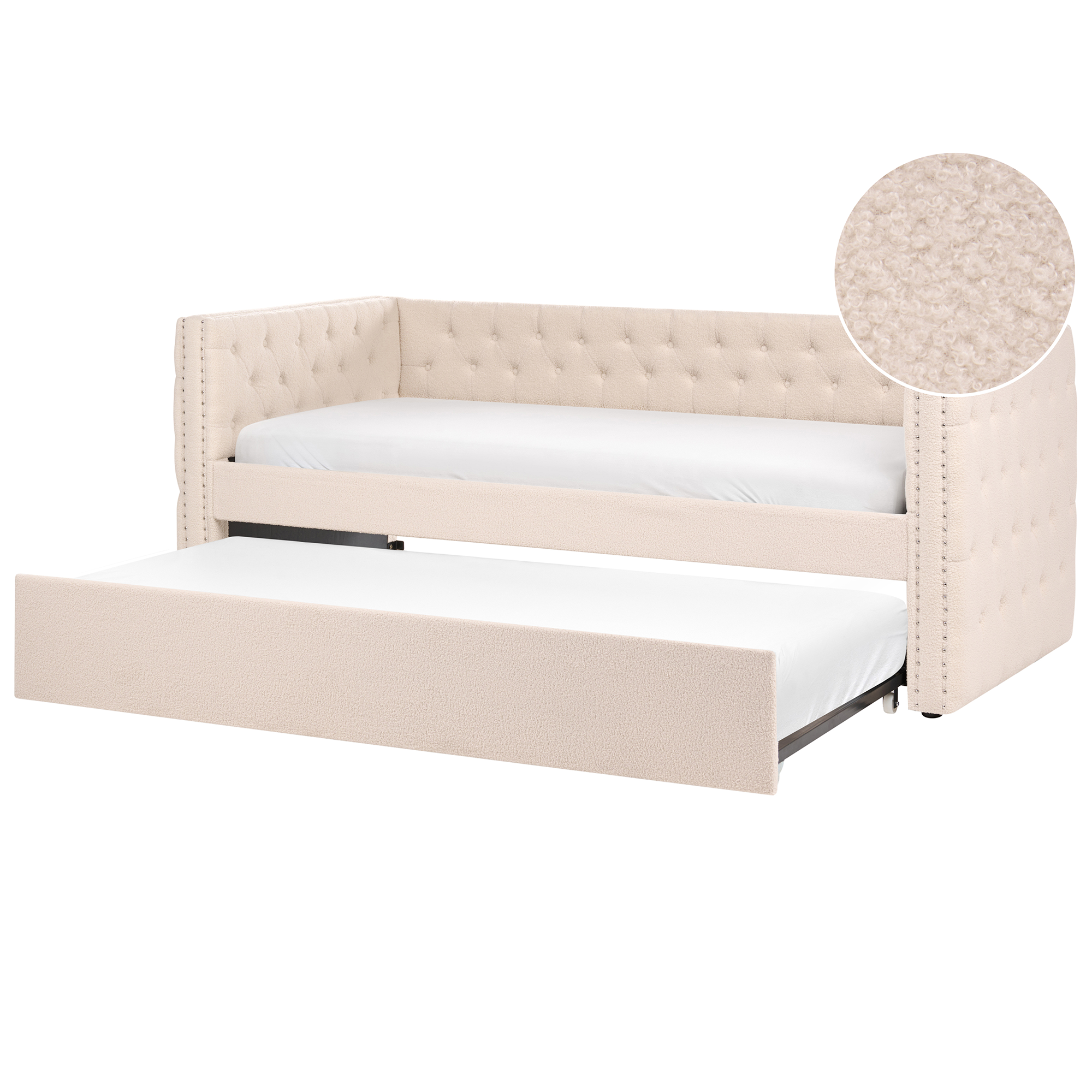 Sänky lisävuoteella Buklee GASSIN 90 x 200 cm Vaaleanbeige