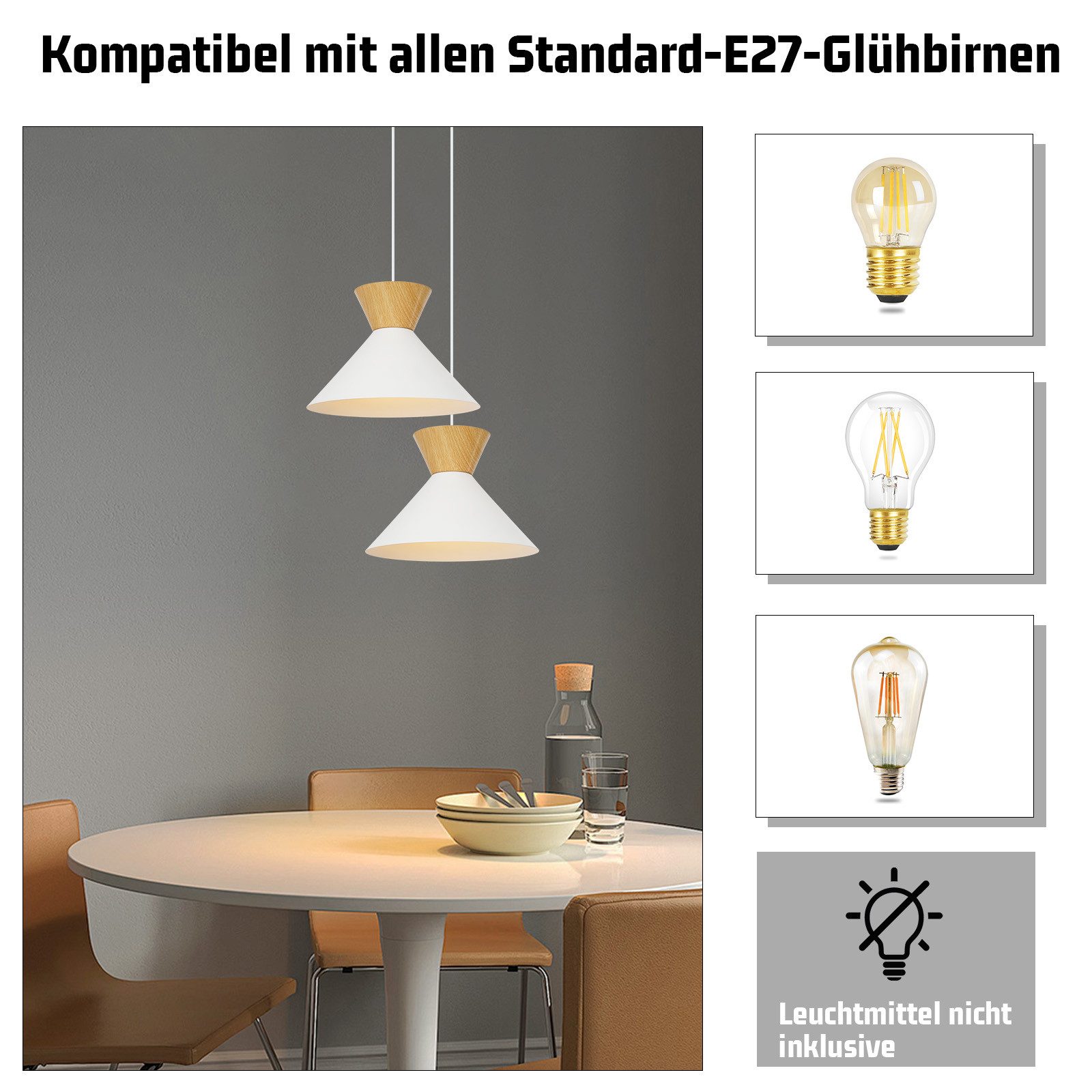 NETTLIFE Vintage - ruokailuhuoneen, riippuvalaisin, 2 x musta, riippuvalaisin, teollinen, riippuvalaisin, E27, metalli, retro