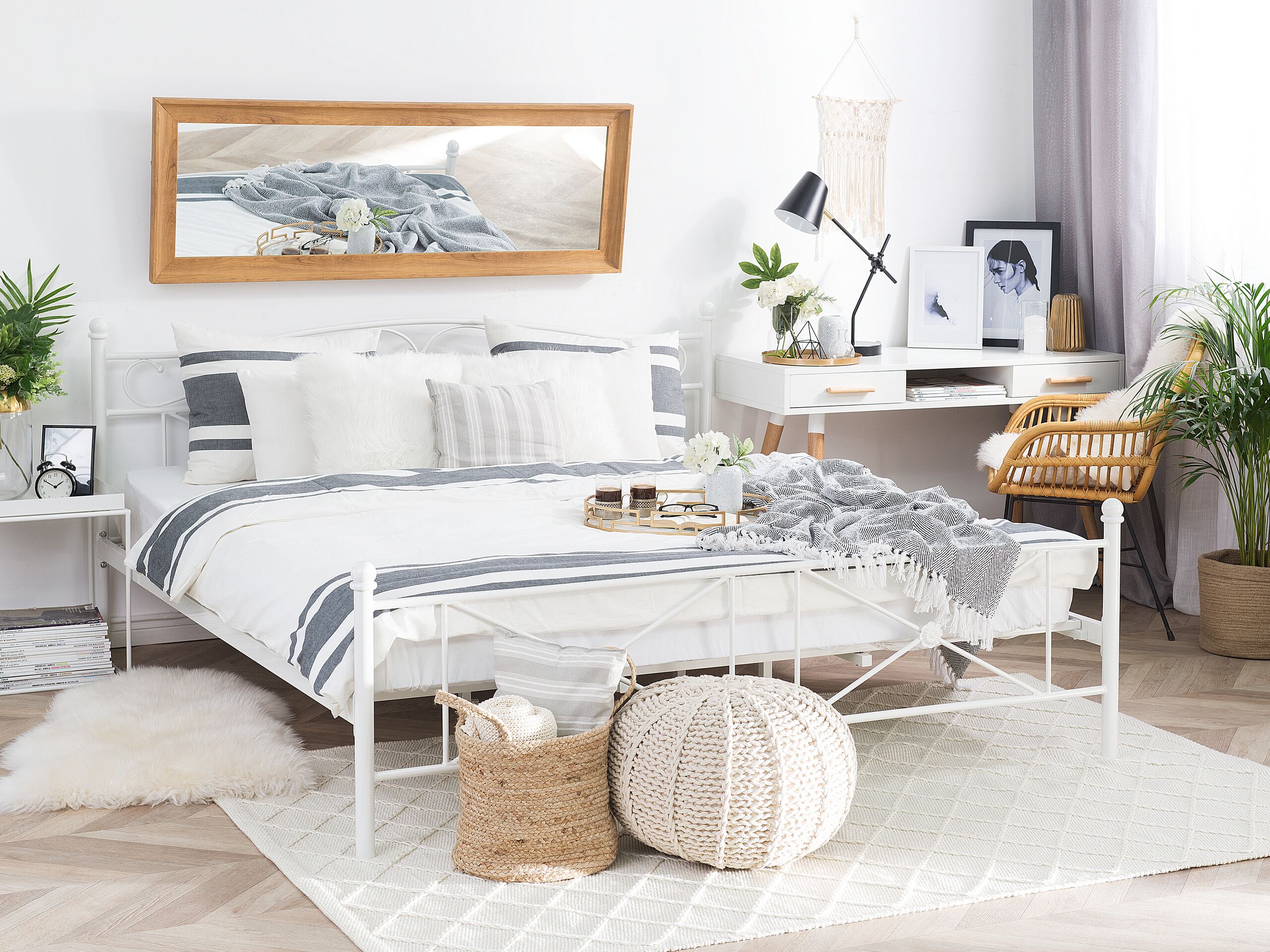 Sänky metalli RODEZ 160 x 200 cm Valkoinen